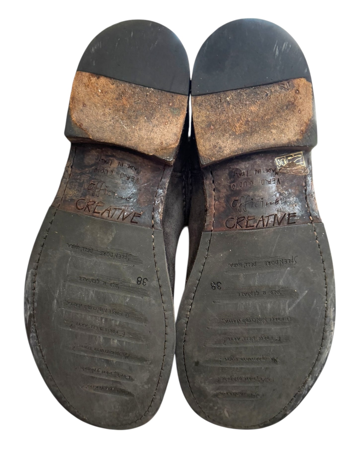 Pre-Loved Officine Creative Green Suede Ankle Boots