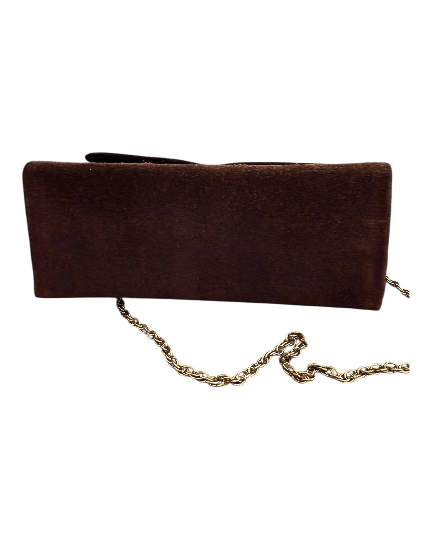 Vintage 1950s Brown Bag with Gold Chain