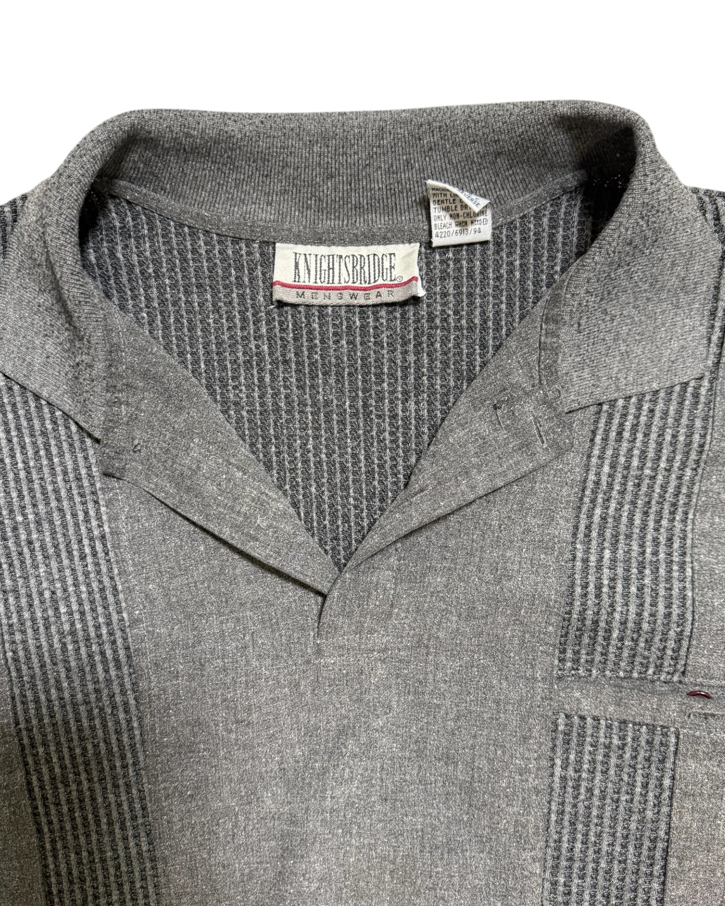 Vintage Grey Knit Polo Top