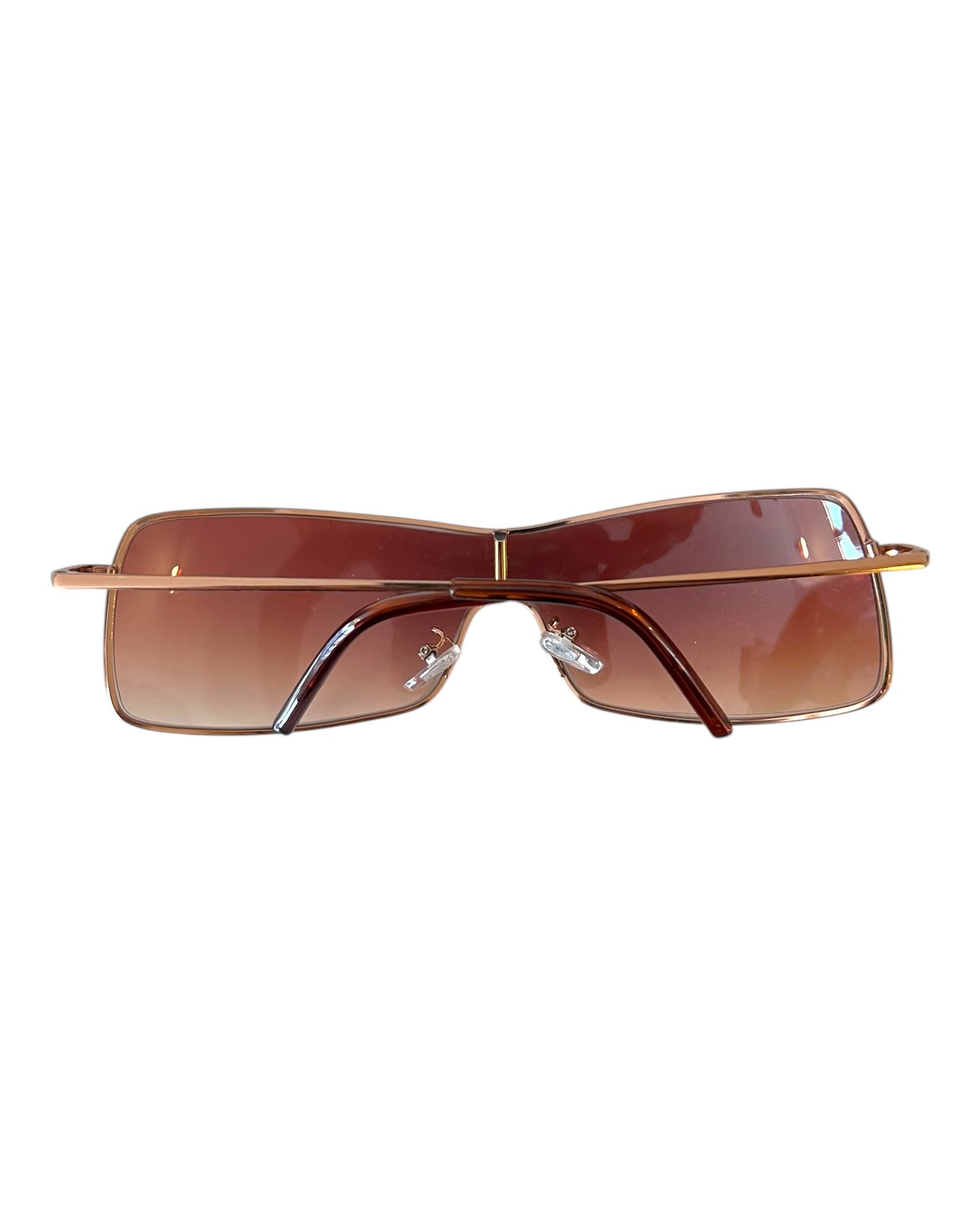 Vintage Bronze Ombre Metal Shield Sunglasses