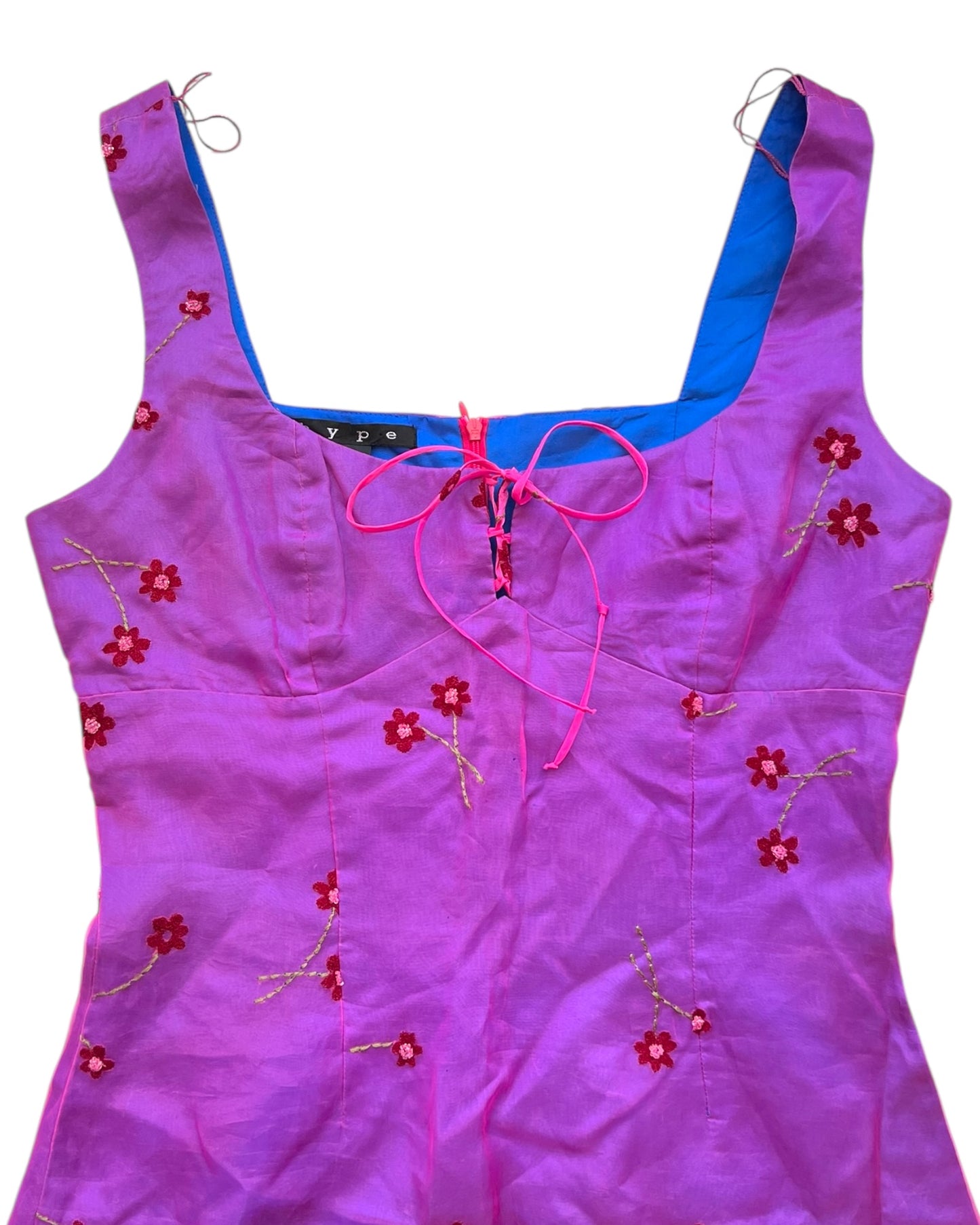 Vintage Embroidered Purple Silk Dress