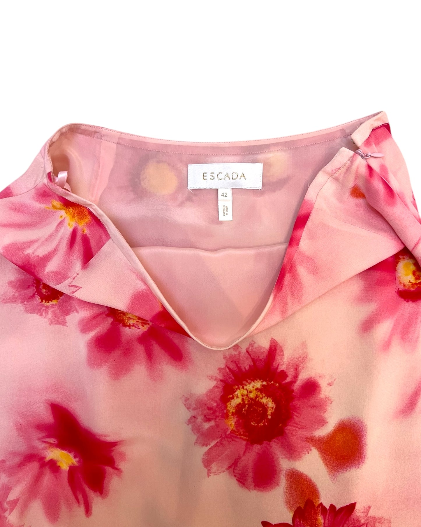 Vintage Escada Pink Silk Floral Skirt
