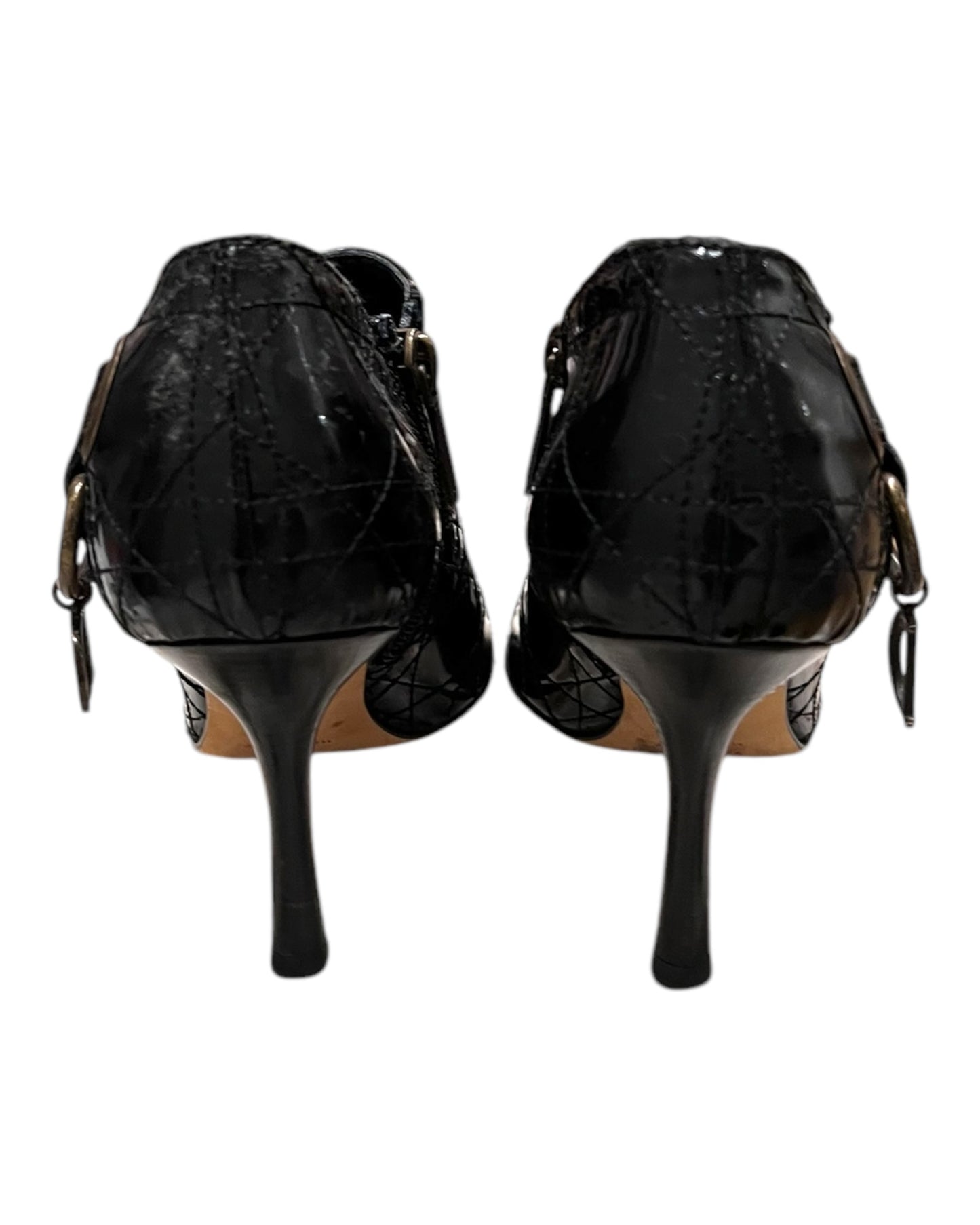 Vintage Dior Black Bootie Heels with Charm