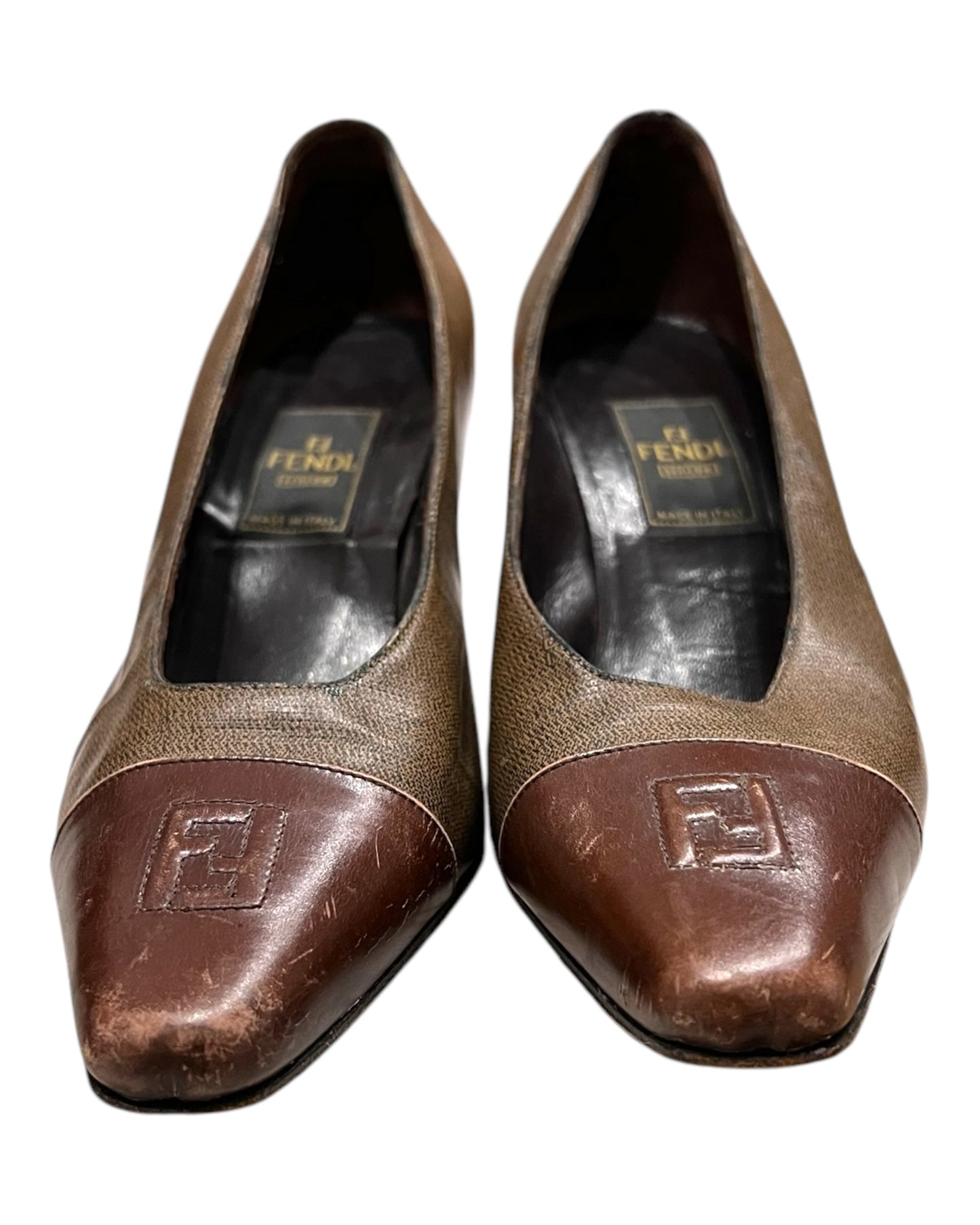 Vintage Fendi Brown Logo Pumps