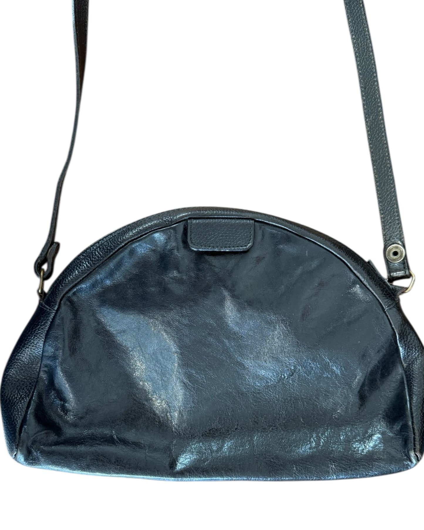 Vintage Furla Black Leather Shoulder Bag