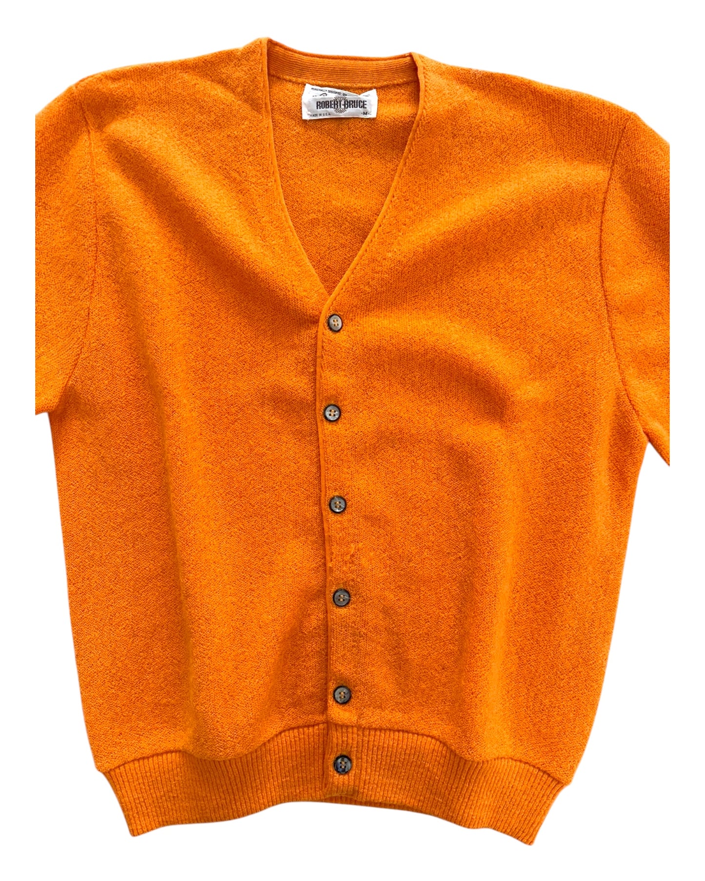 Vintage Orange Alpaca Wool Cardigan Sweater
