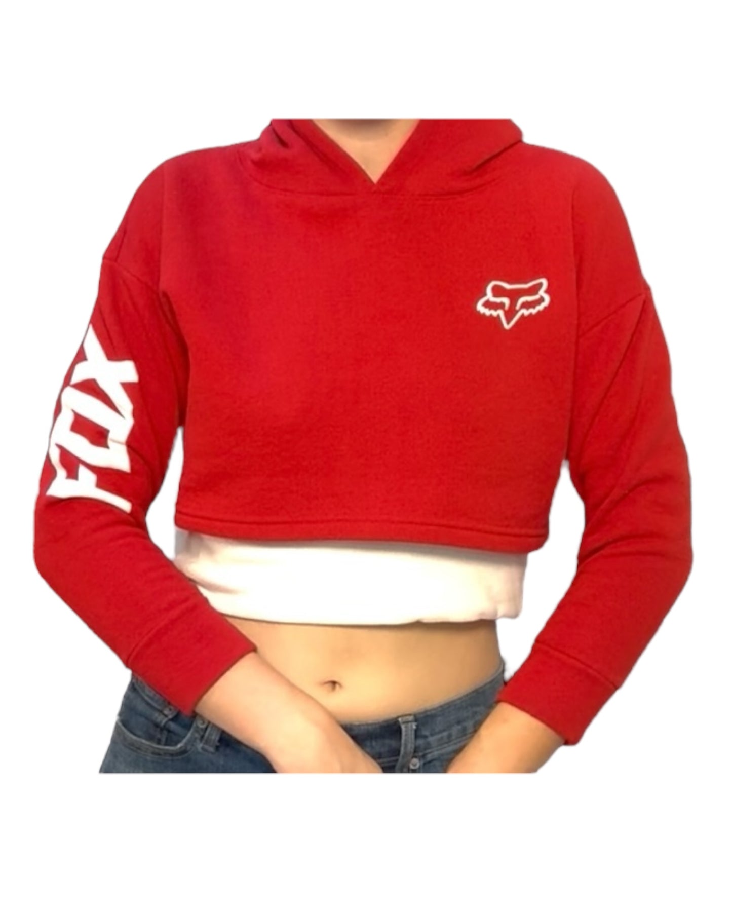 Vintage Red Crop Hoodie