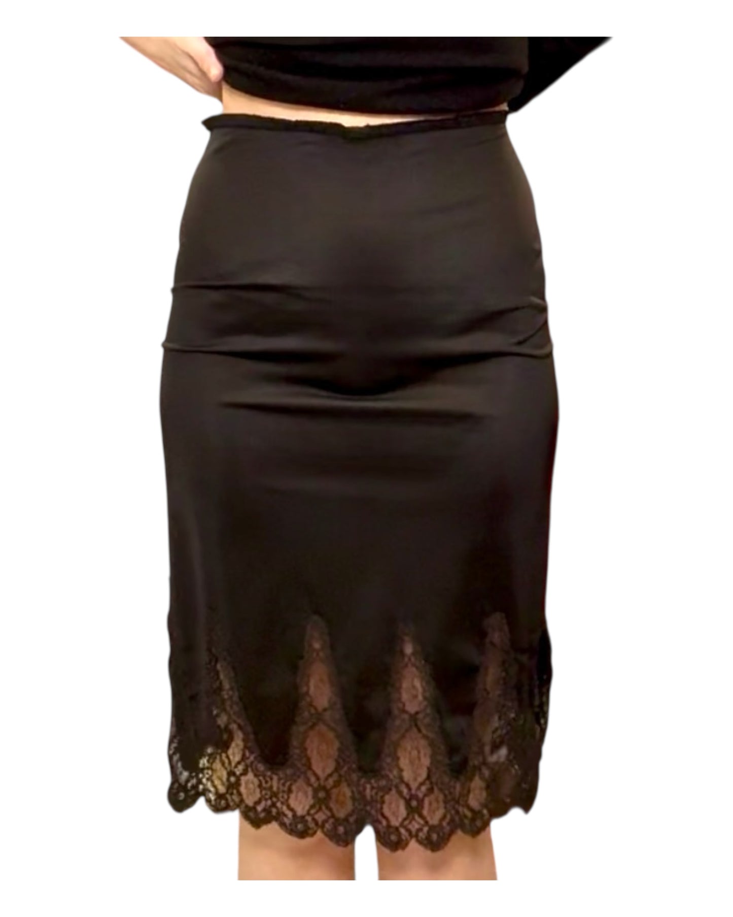 Vintage Black Lace Knee-Length Skirt