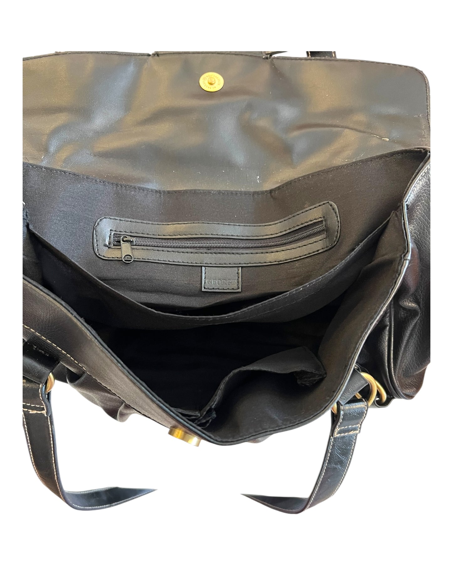 Vintage 2000s Black Leather Slouchy Bag with gold tone hardware.