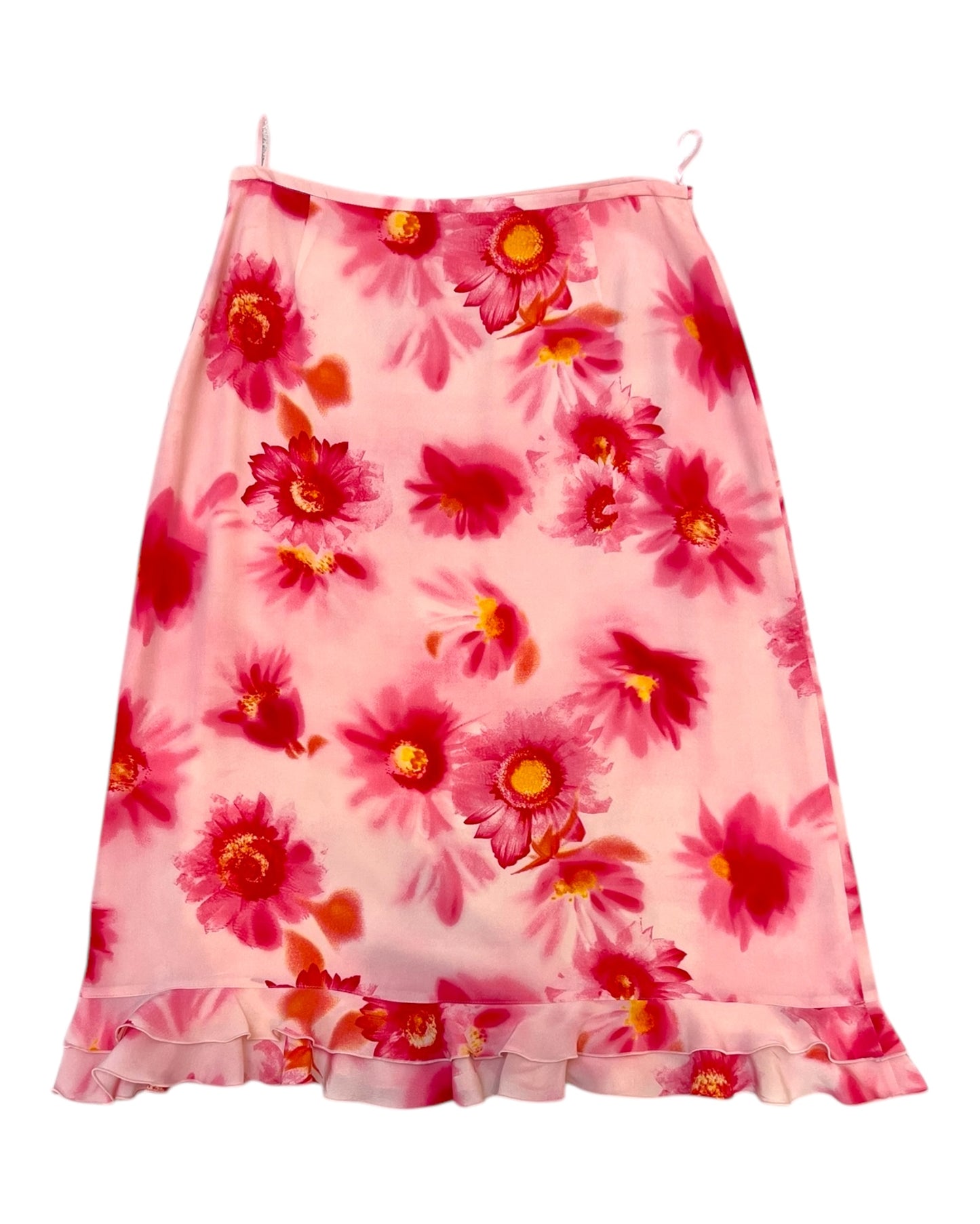Vintage Escada Pink Silk Floral Skirt