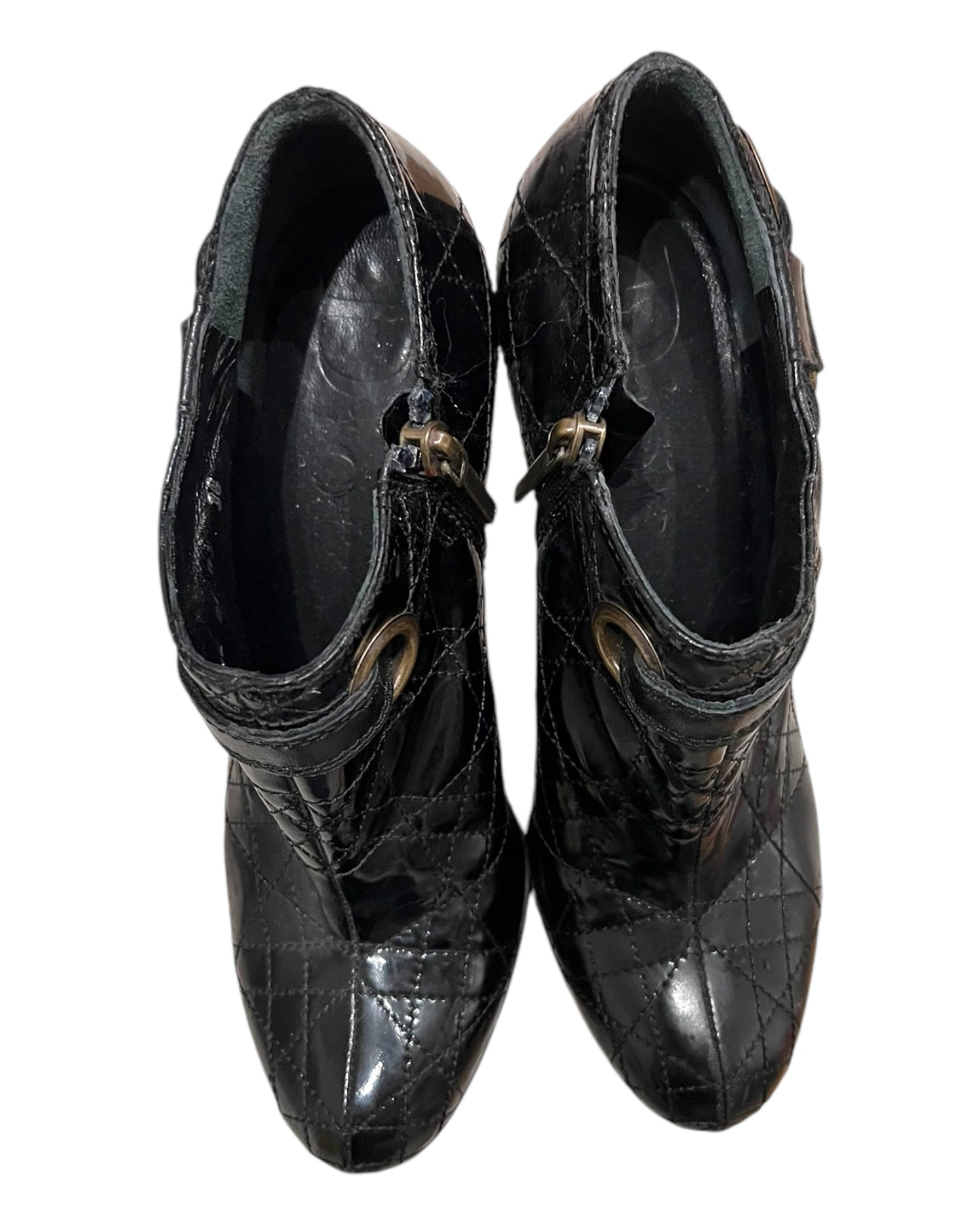 Vintage Dior Black Bootie Heels with Charm