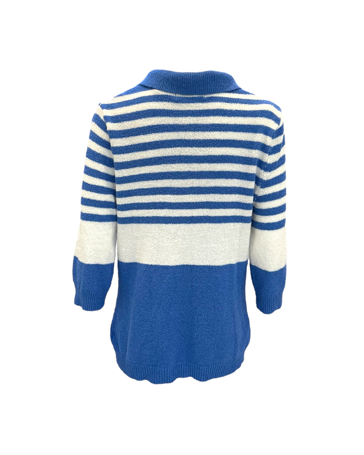 Vintage Blue and White Striped Knit Polo Top