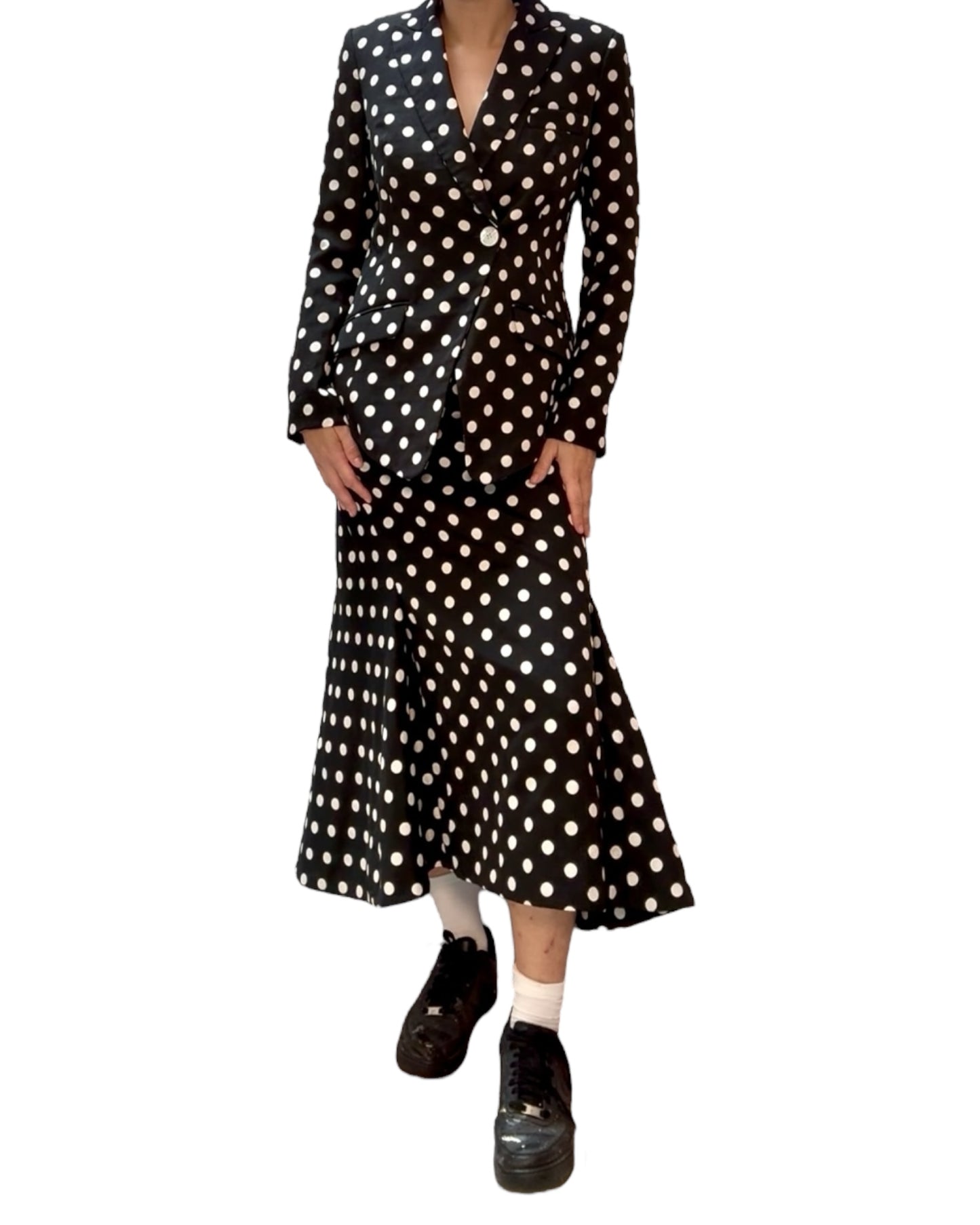 Pre-Loved ERDEM Black Polka Dot Skirt Suit