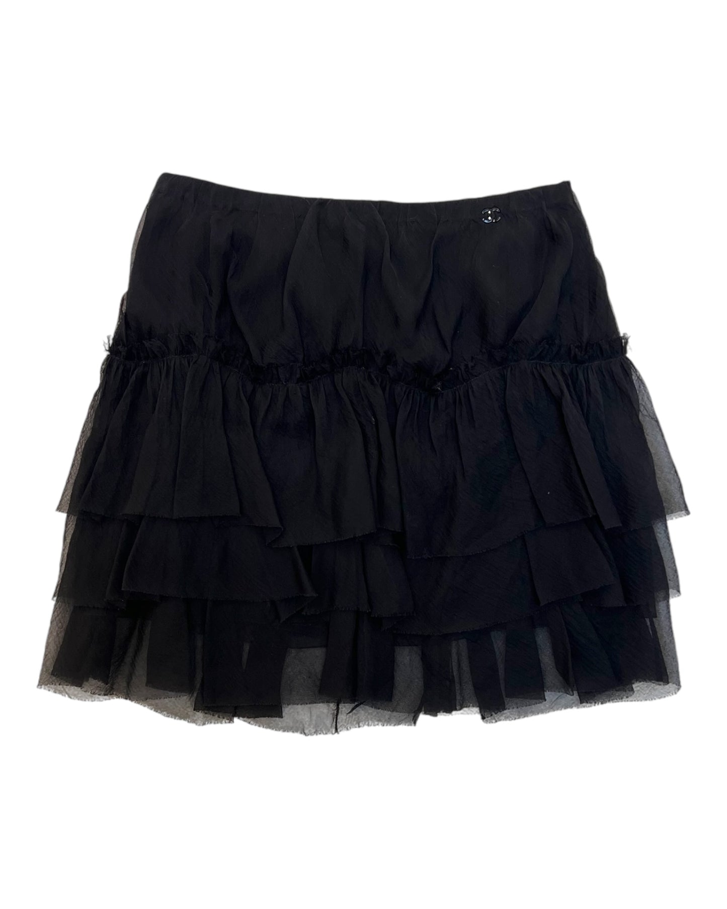 Vintage Chanel Black Silk Mini Skirt
