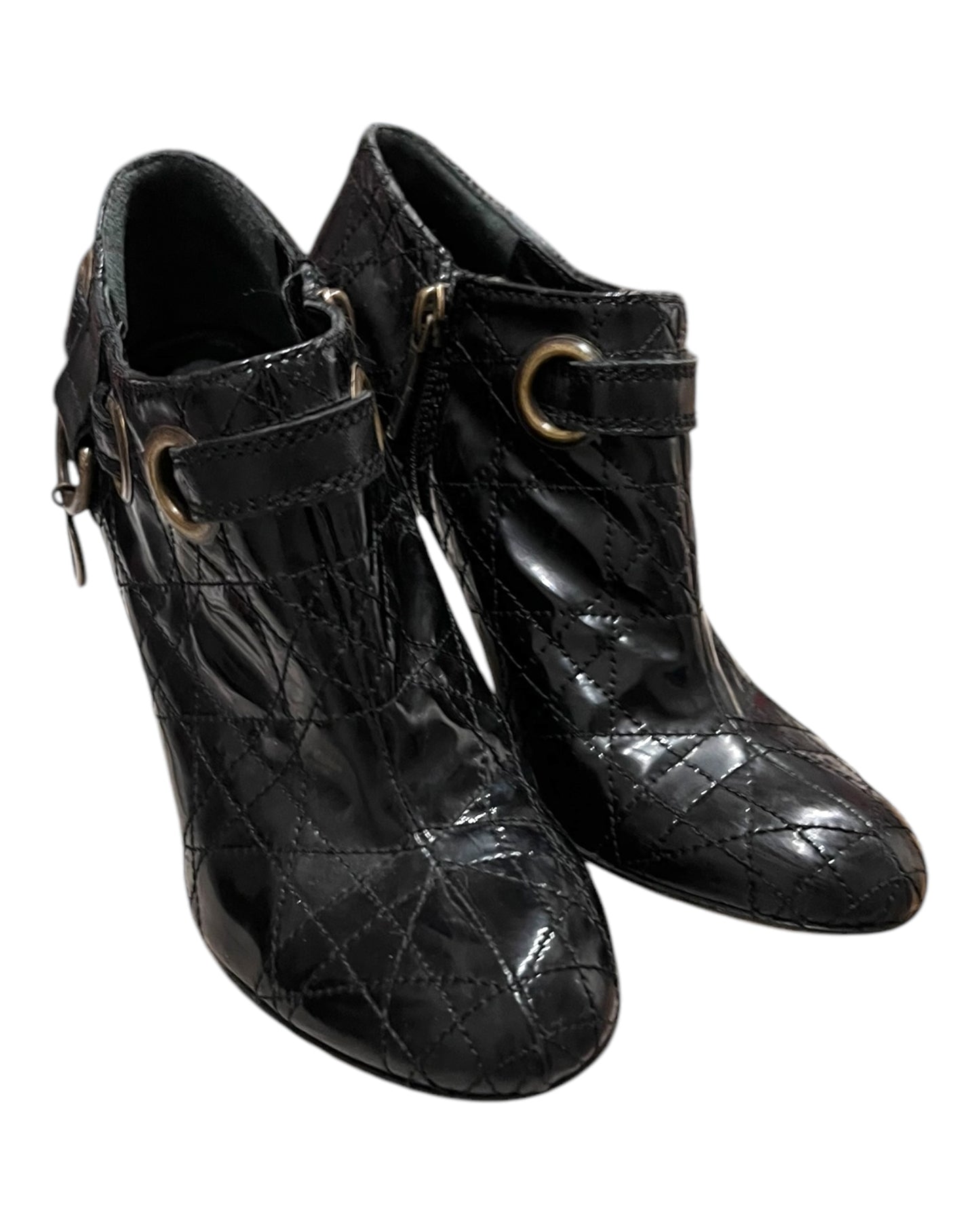 Vintage Dior Black Bootie Heels with Charm