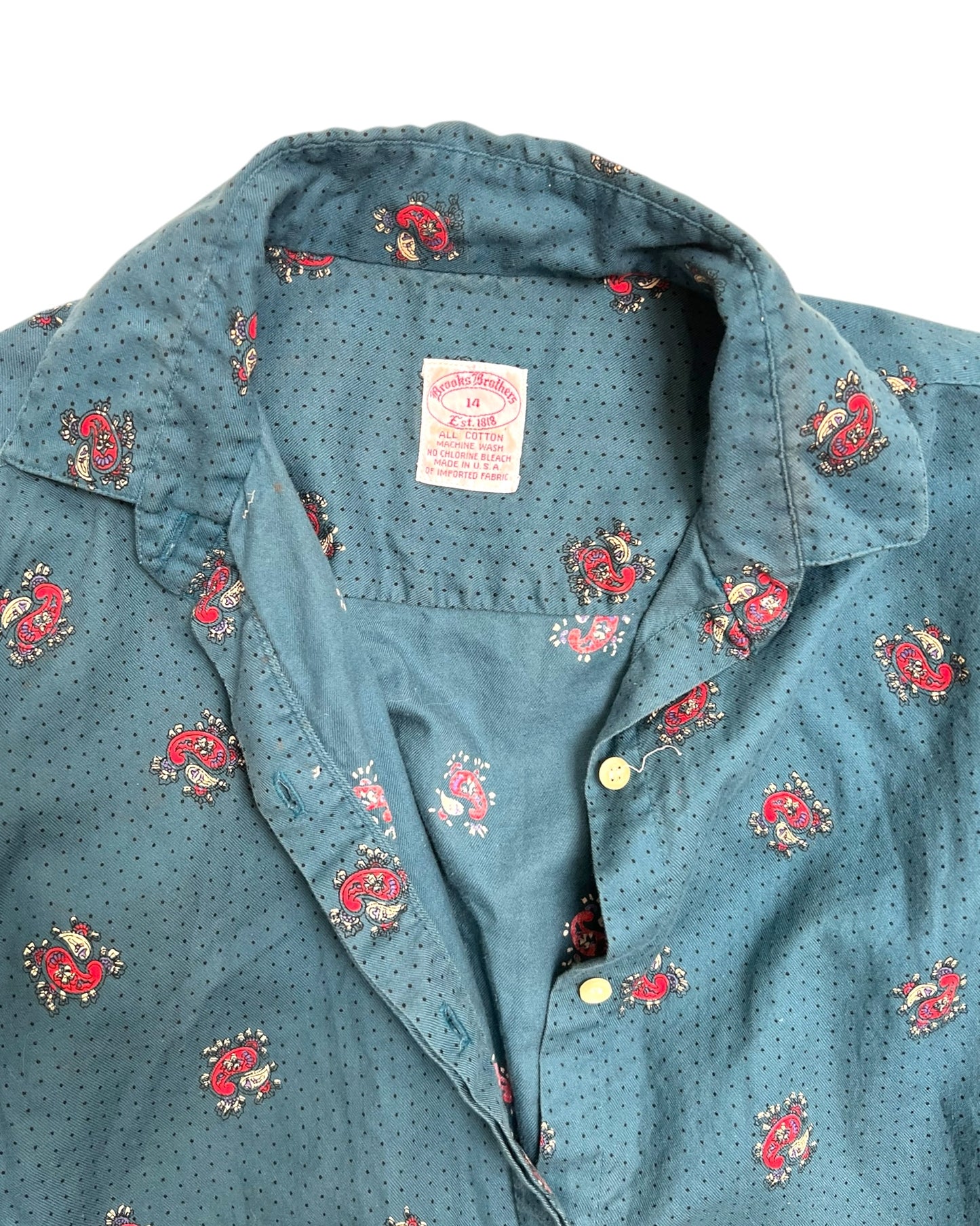 Vintage Teal and Red Paisley Button-Up Top