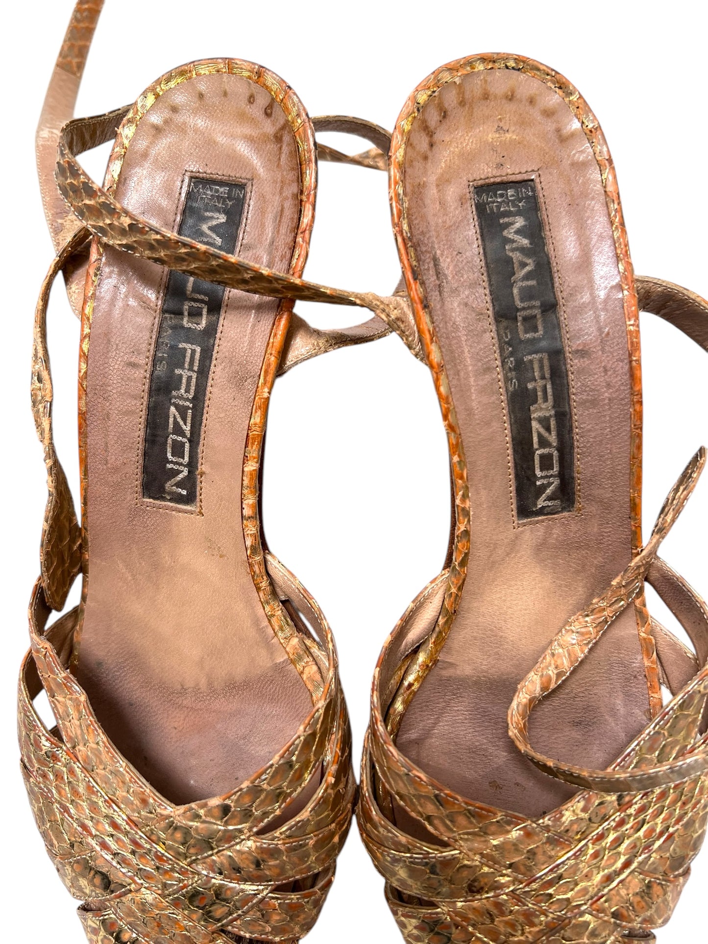 Vintage Maud Frizon Snake Skin Strappy Heels