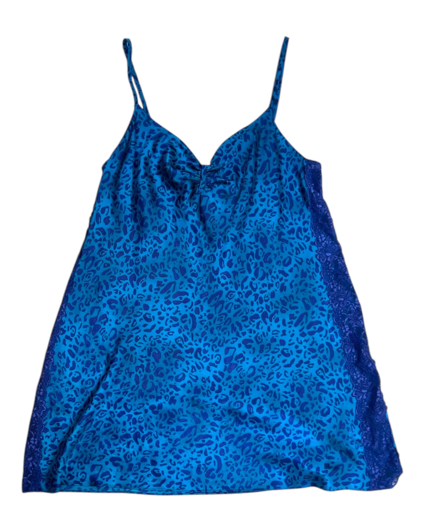 Vintage Blue Leopard Mini Slip Dress