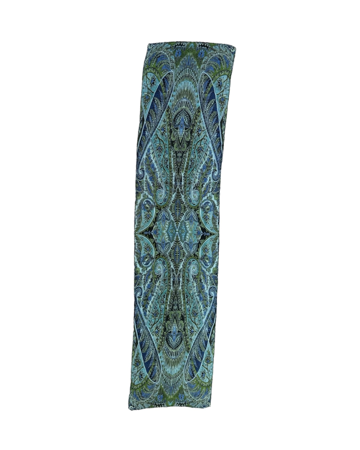 Vintage Blue Paisley Skinny Silk Scarf