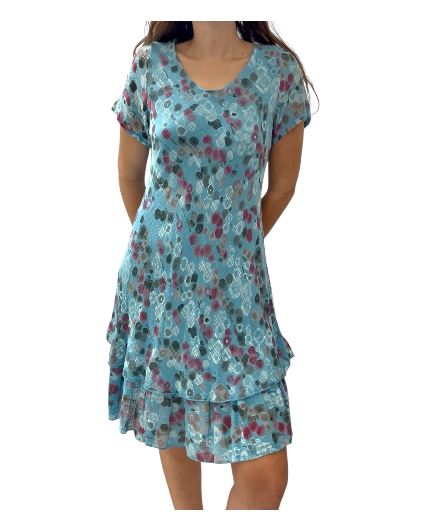 Vintage Blue and Pink Midi Dress