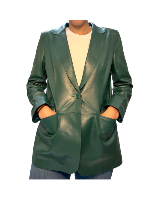 Pre-Loved Lafayette 148 Green Leather Jacket