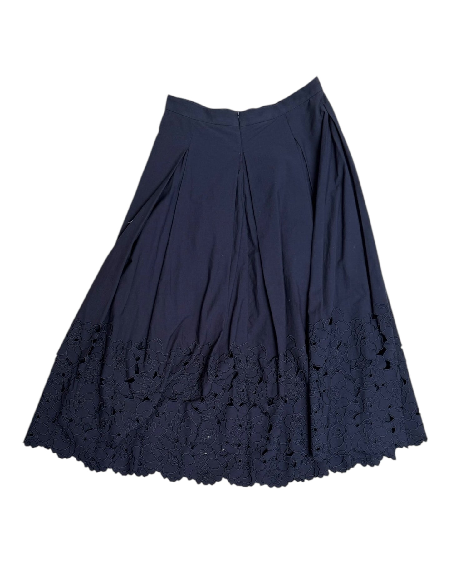 Pre-Loved ERDEM Navy Blue Floral Midi Skirt