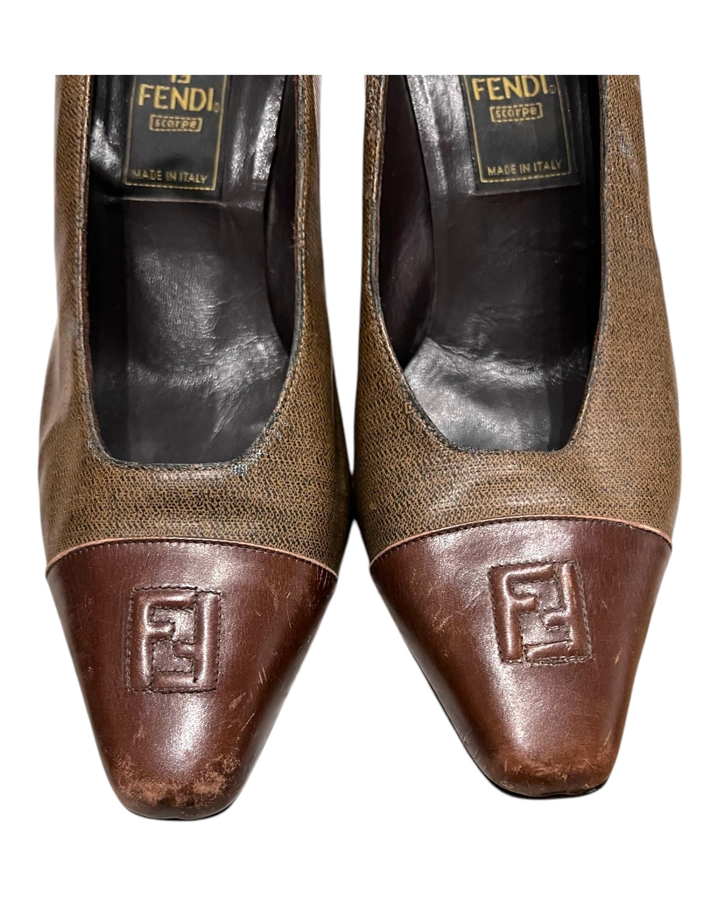 Vintage Fendi Brown Logo Pumps