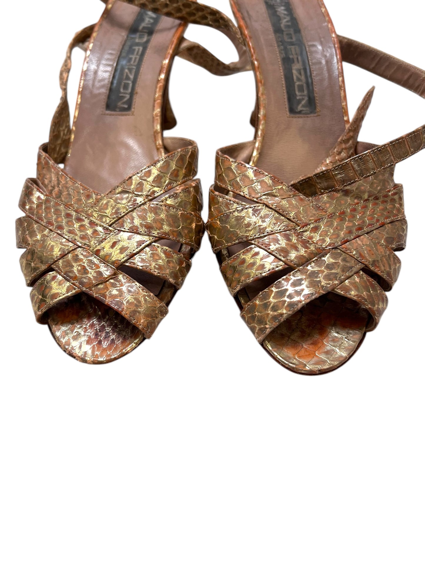 Vintage Maud Frizon Snake Skin Strappy Heels