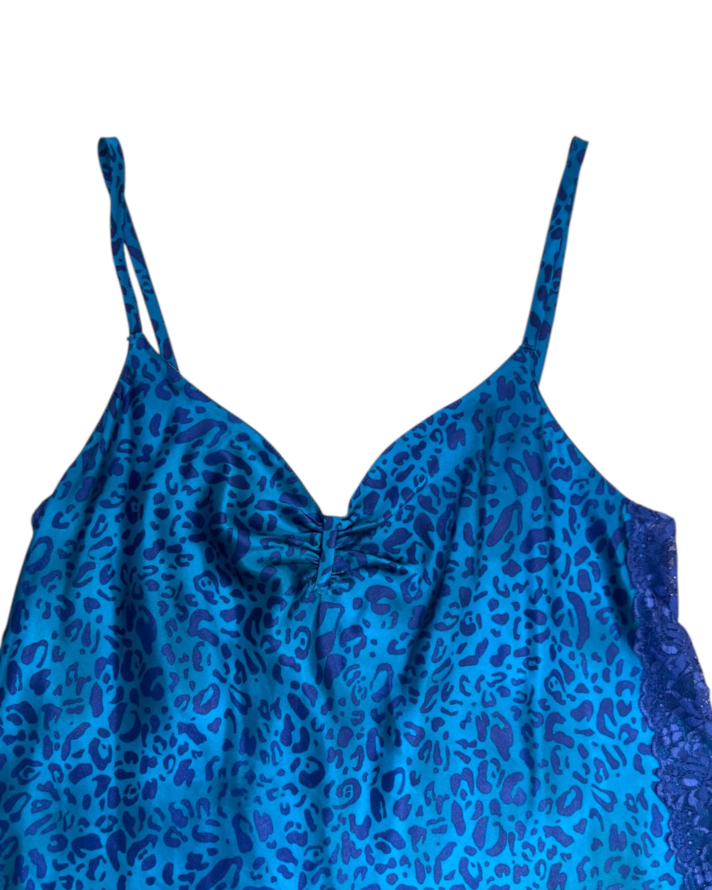 Vintage Blue Leopard Mini Slip Dress