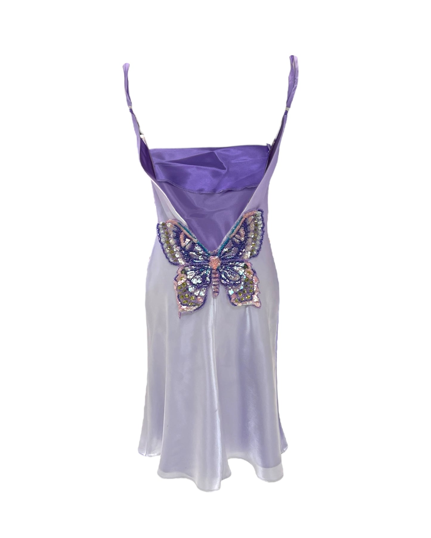 Vintage Embellished Butterfly Backless Purple Mini Dress