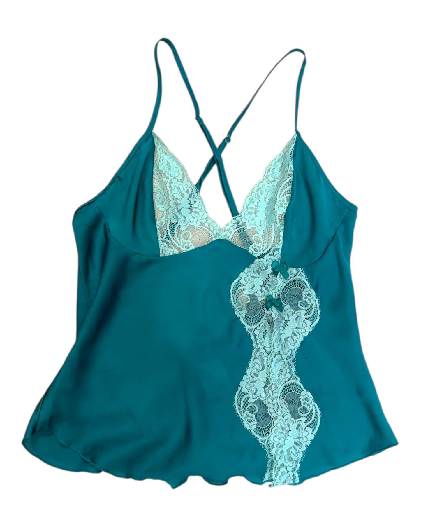 Vintage Turquoise Lacey Slip Tank