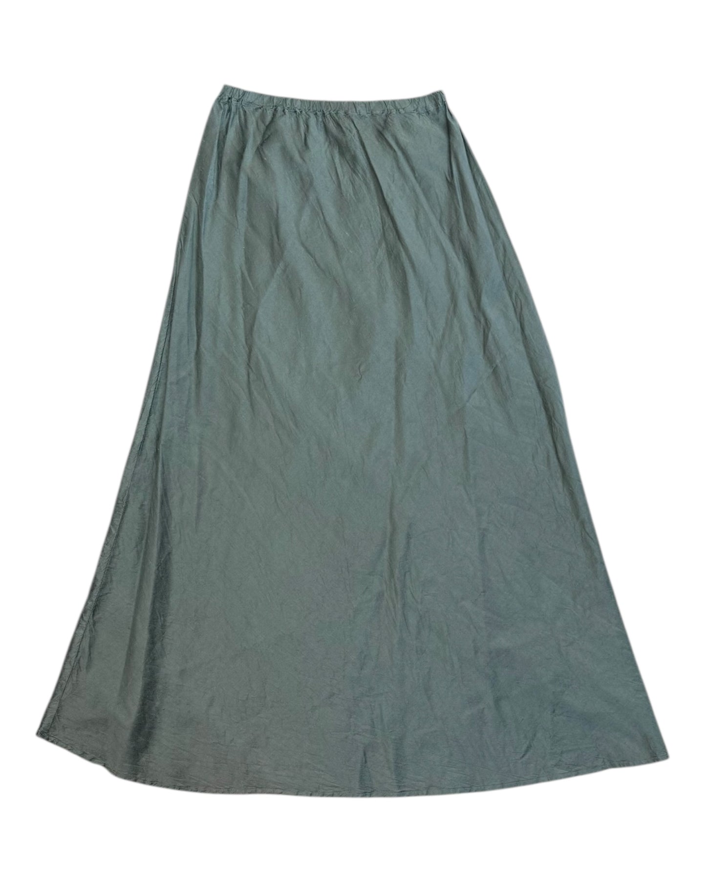 Vintage Silvery Green Silk Maxi Skirt