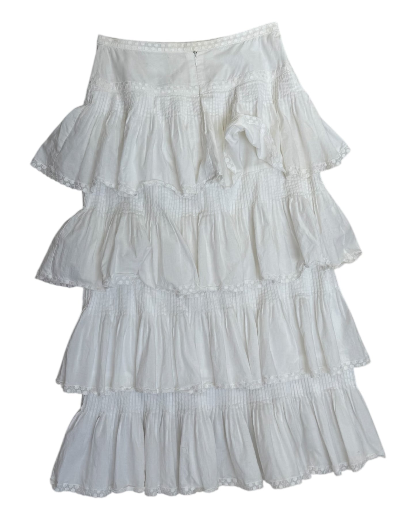 Vintage Chanel White Cotton Ruffle Maxi Skirt