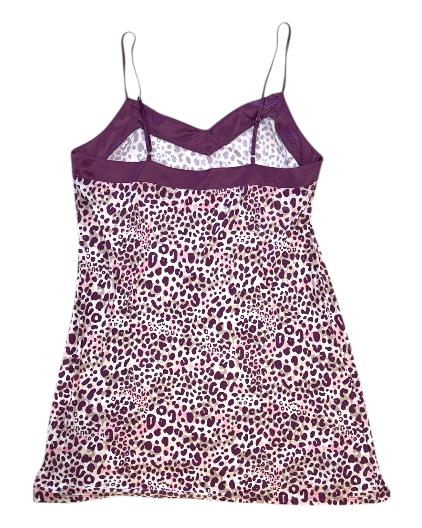 Vintage Purple Leopard Print Mini Slip Dress