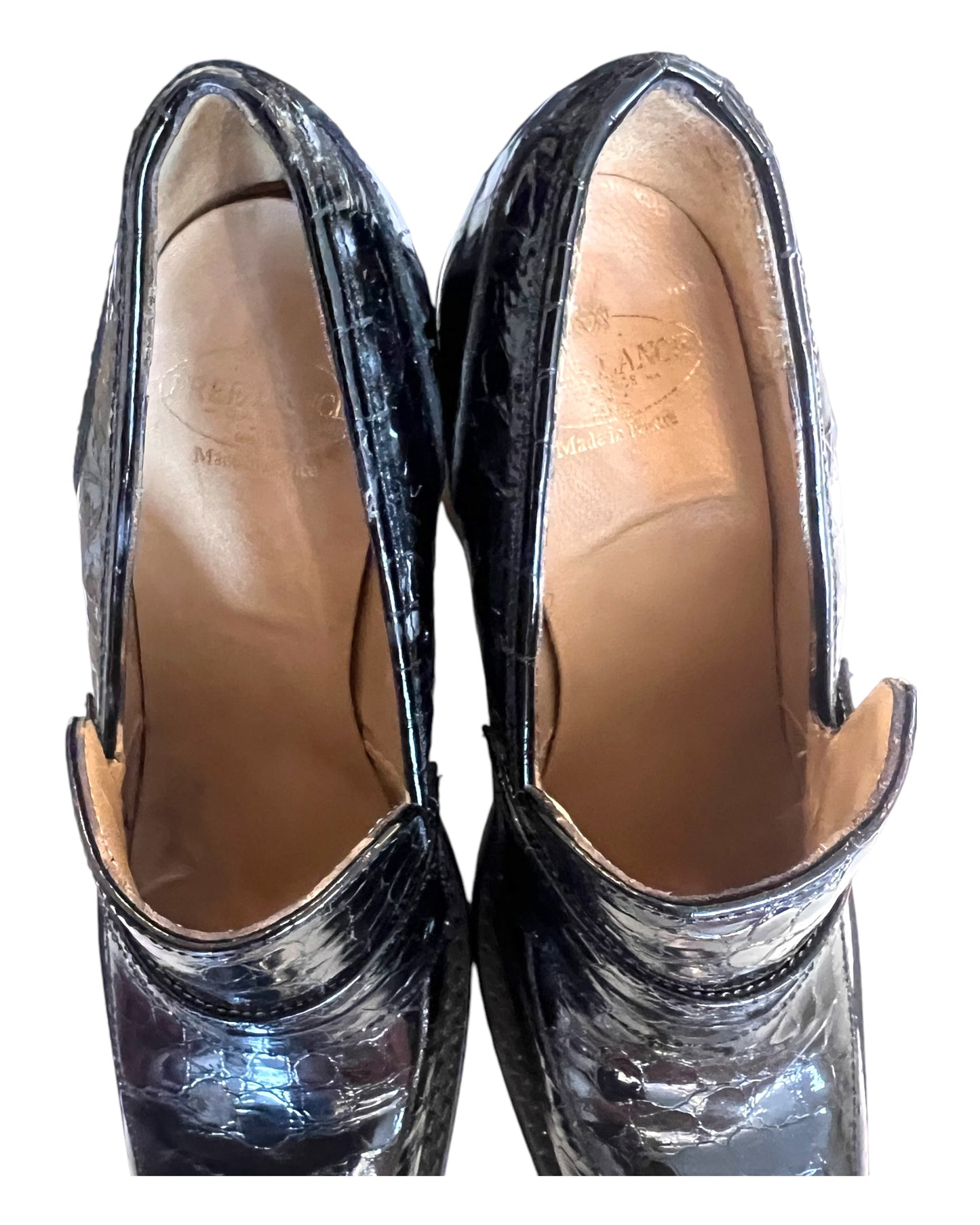 Vintage Freelance Classics Brown Leather French Loafer Heels. image shows the brand label