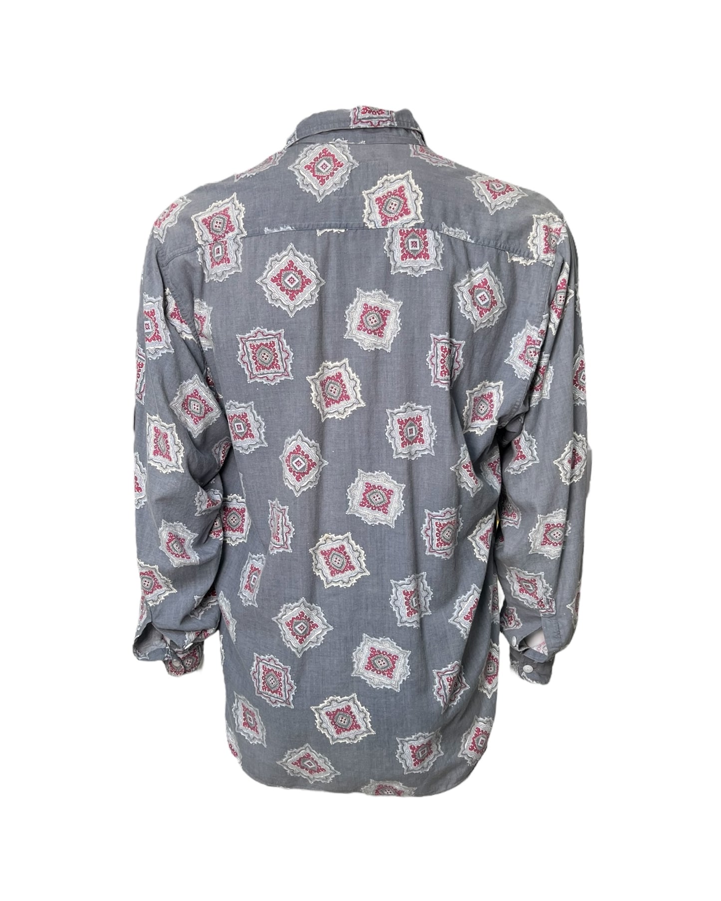 Vintage Grey Paisley Button-Up Top