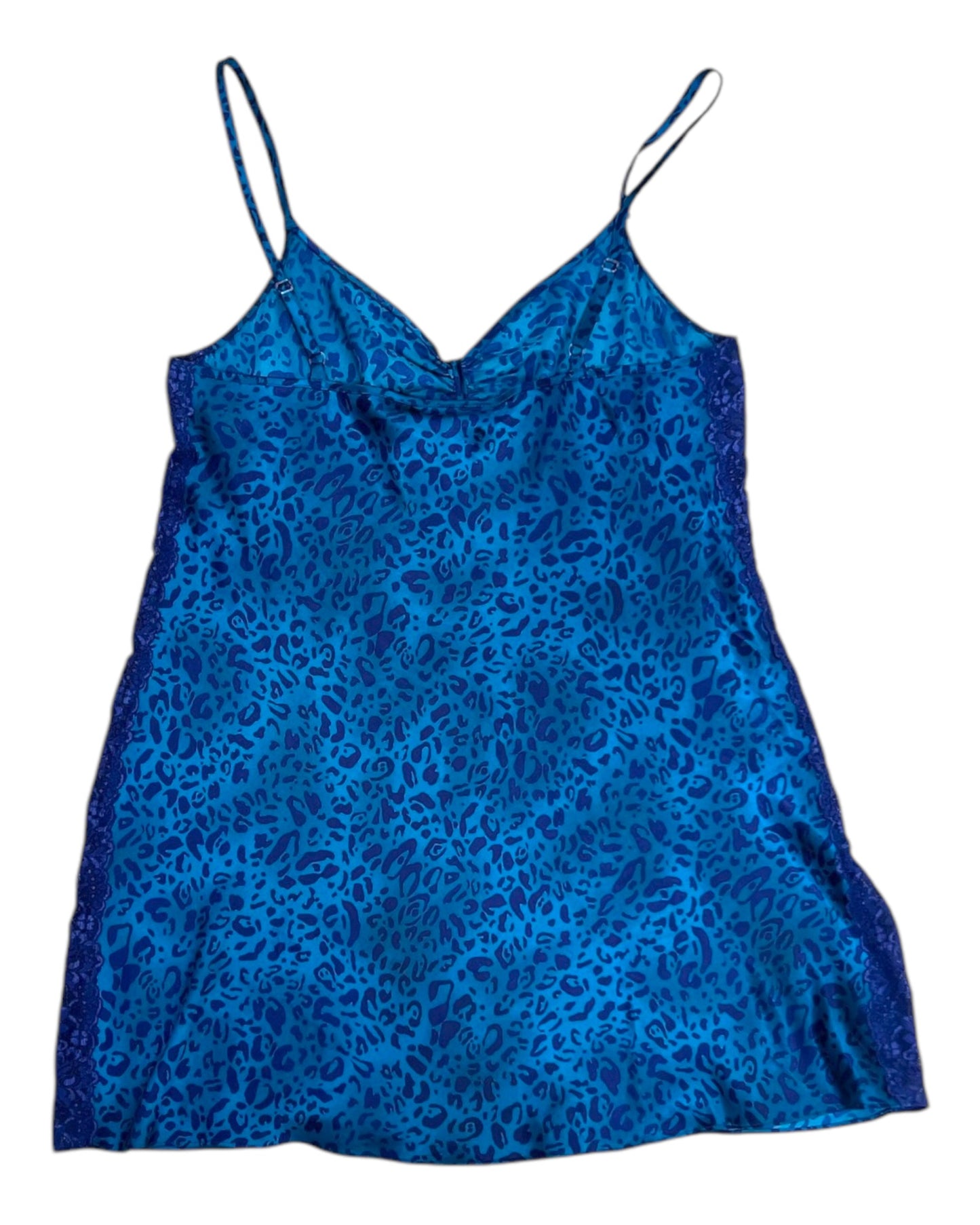 Vintage Blue Leopard Mini Slip Dress