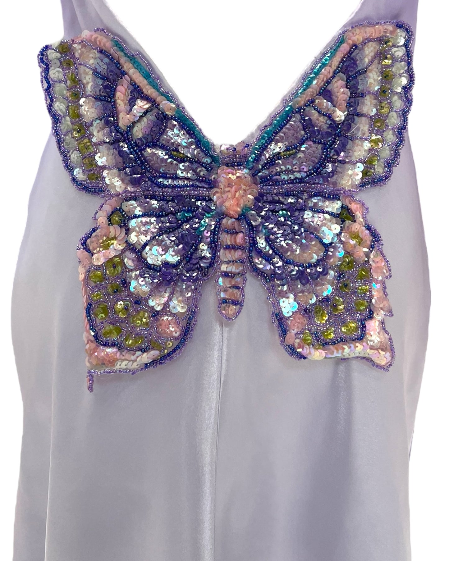 Vintage Embellished Butterfly Backless Purple Mini Dress