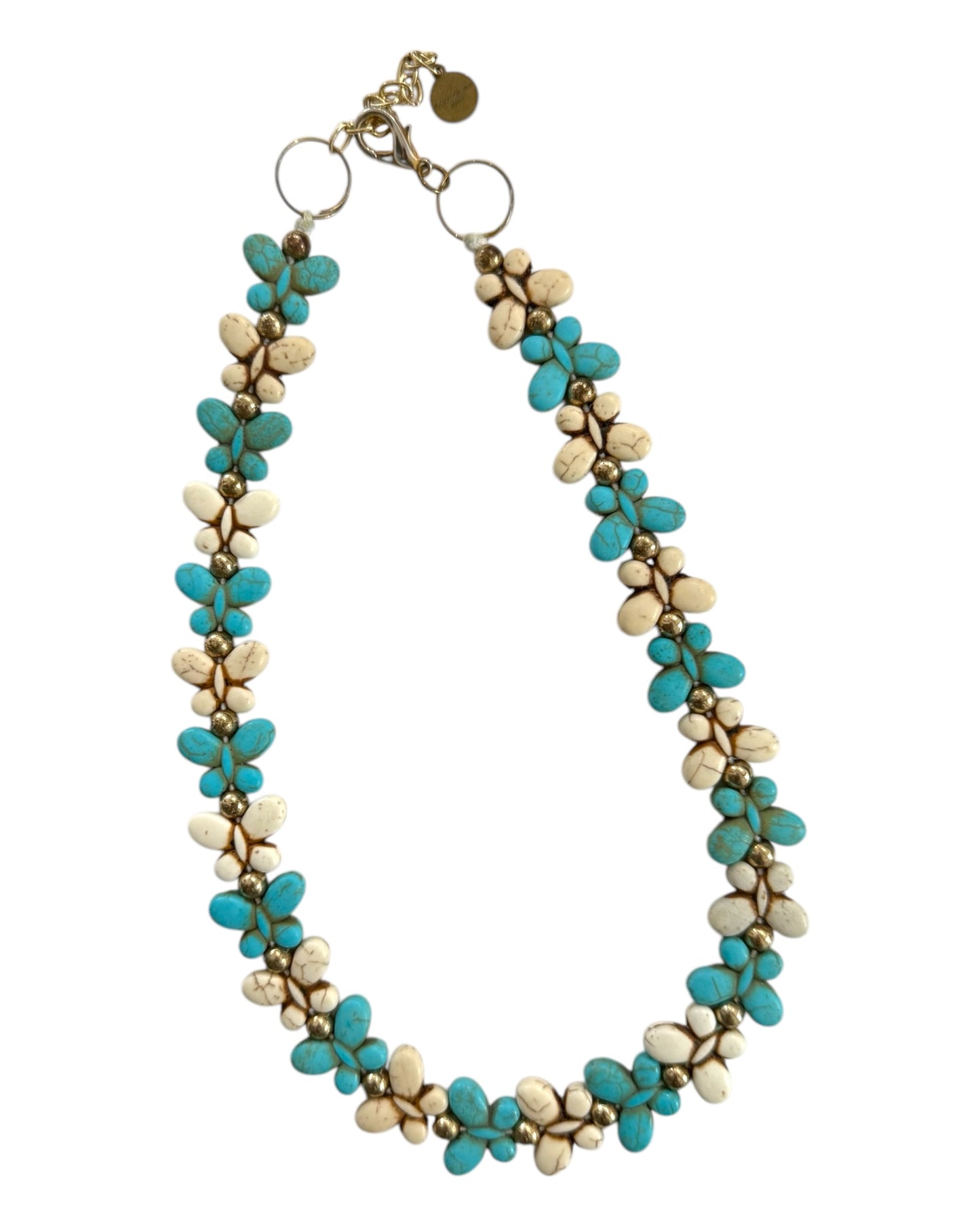 Vintage Viktoria Hayman Turquoise and White Butterfly Necklace