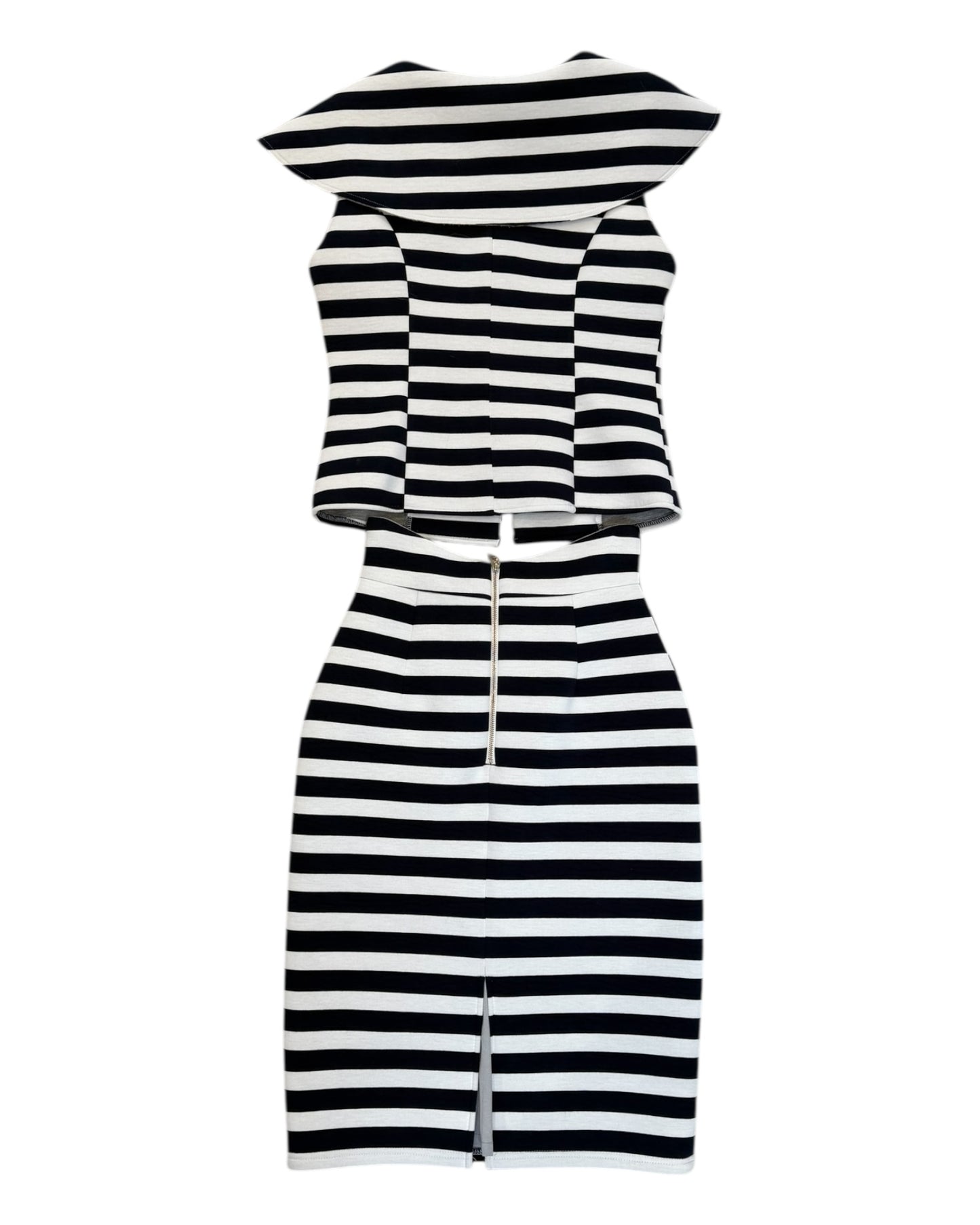 Vintage Navy and White Striped Skirt Set