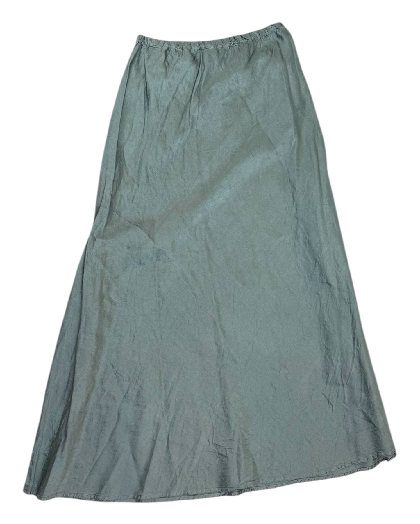 Vintage Silvery Green Silk Maxi Skirt