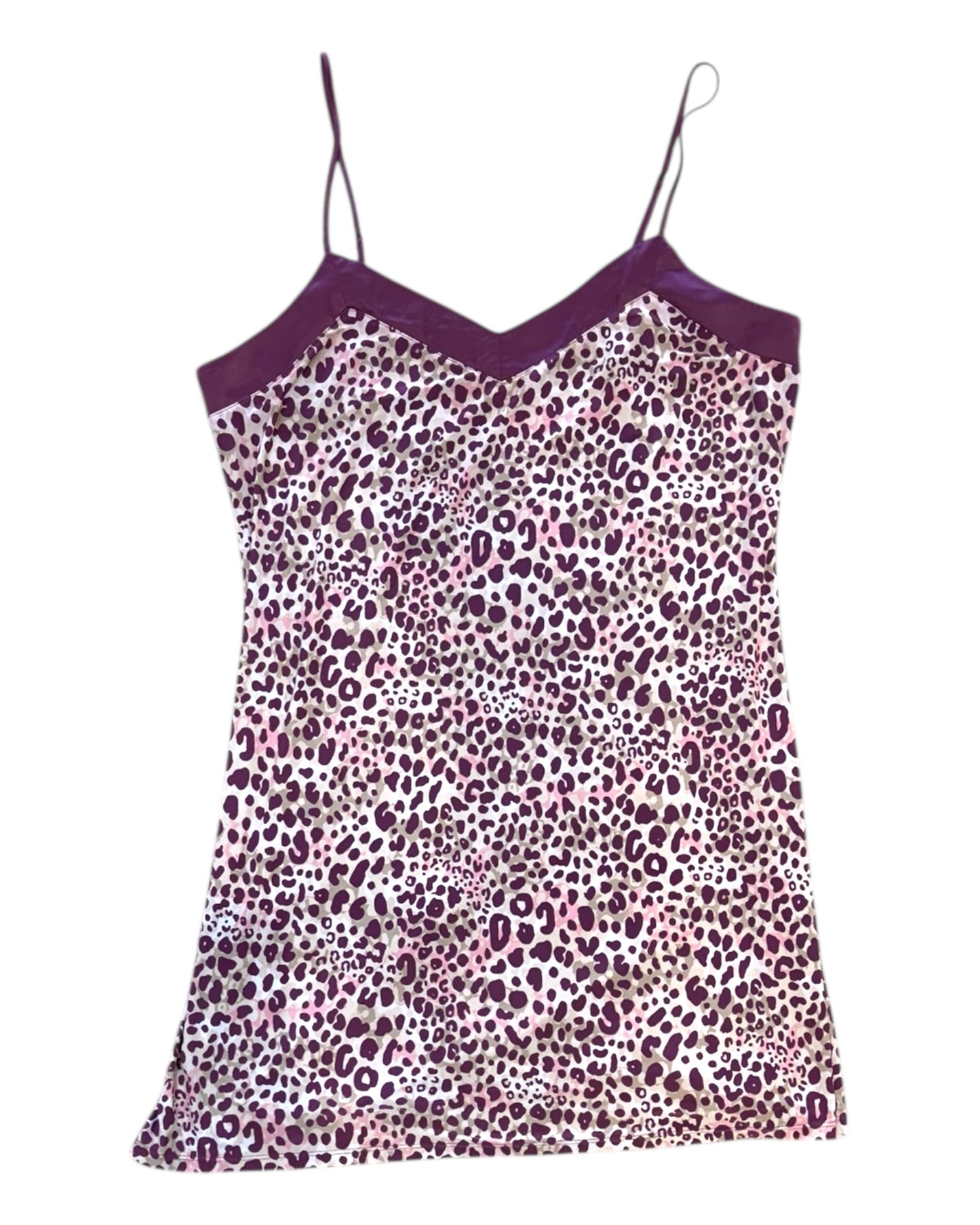 Vintage Purple Leopard Print Mini Slip Dress
