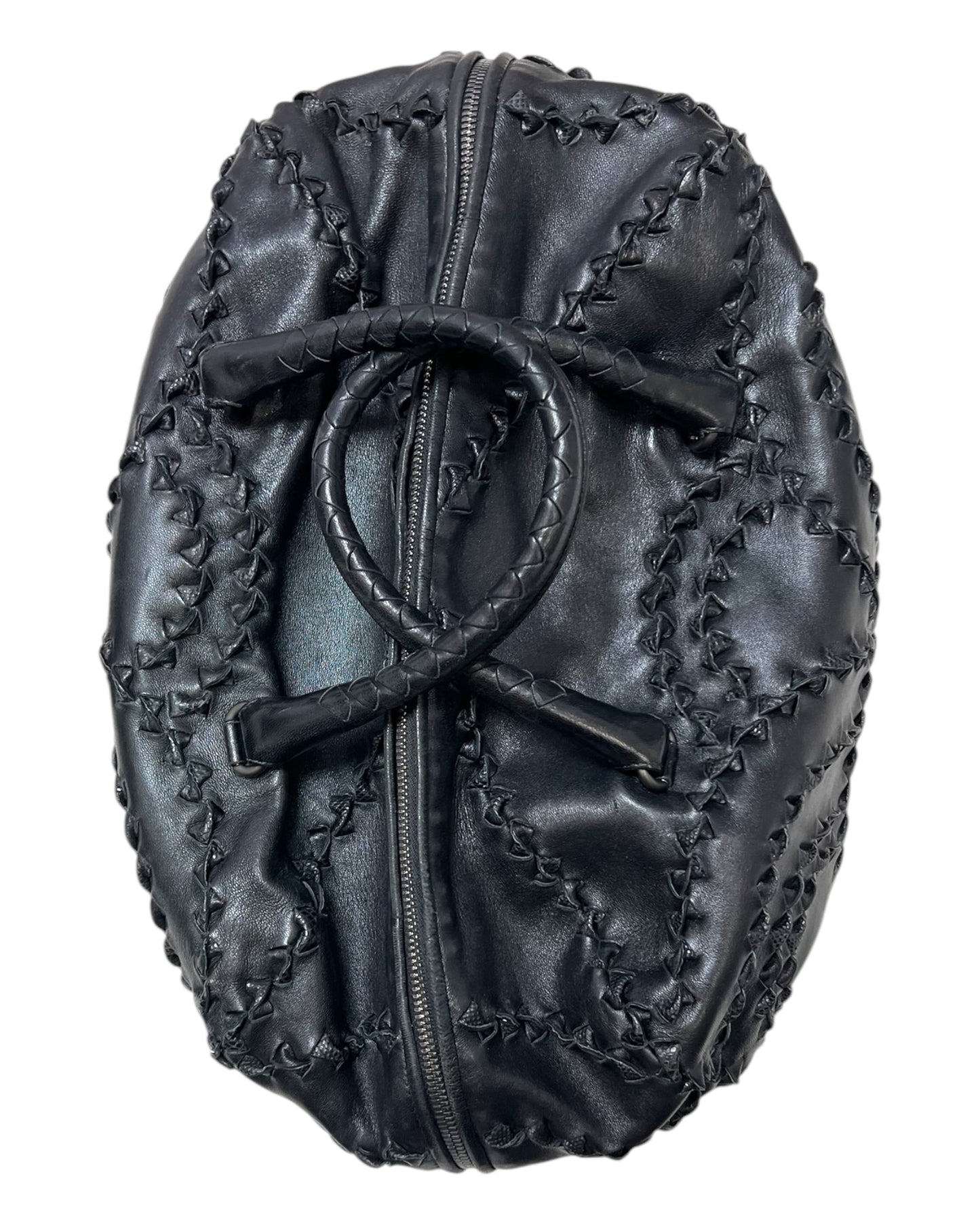 Vintage 2009 Bottega Veneta Karung Woven Black Leather Bag