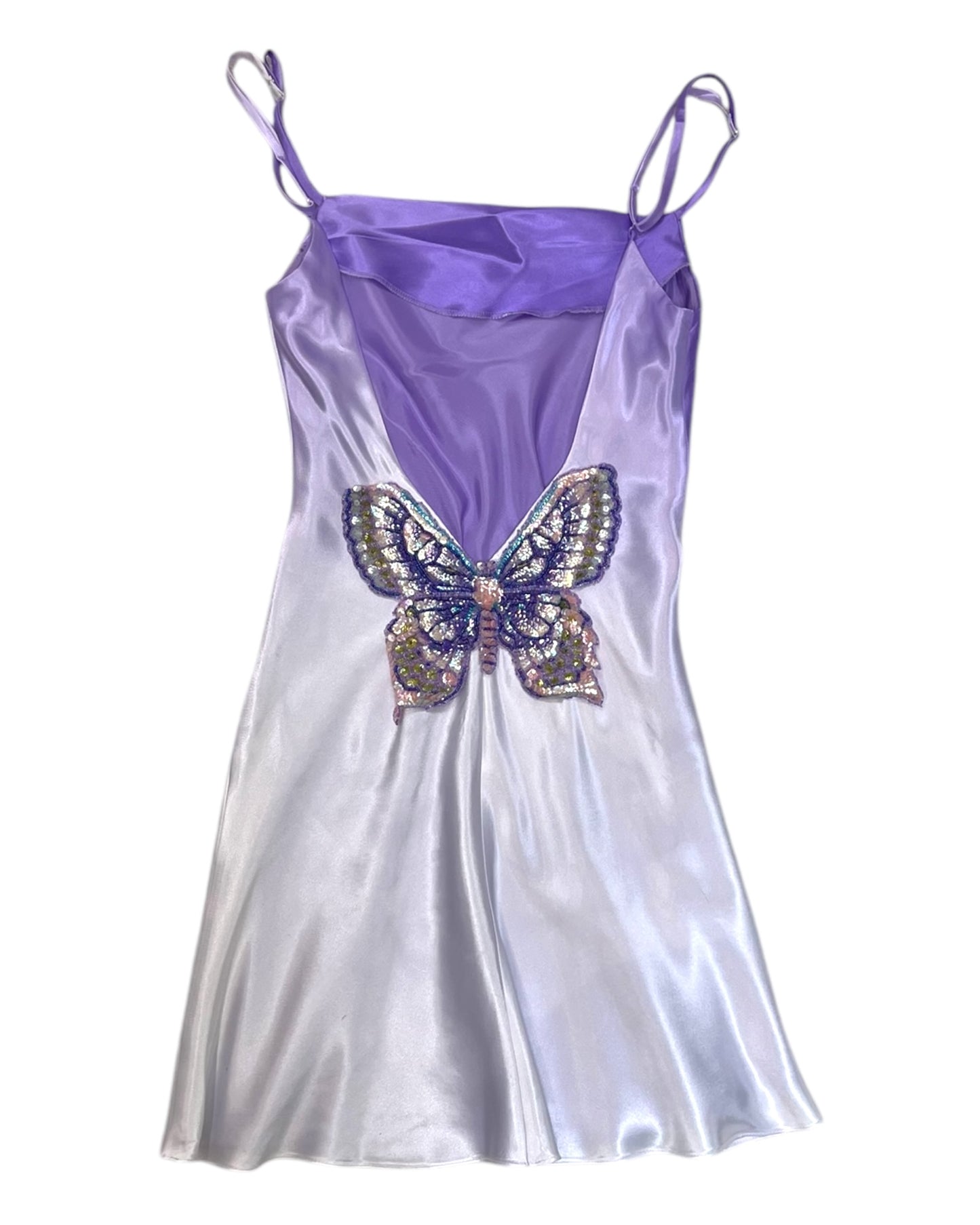 Vintage Embellished Butterfly Backless Purple Mini Dress