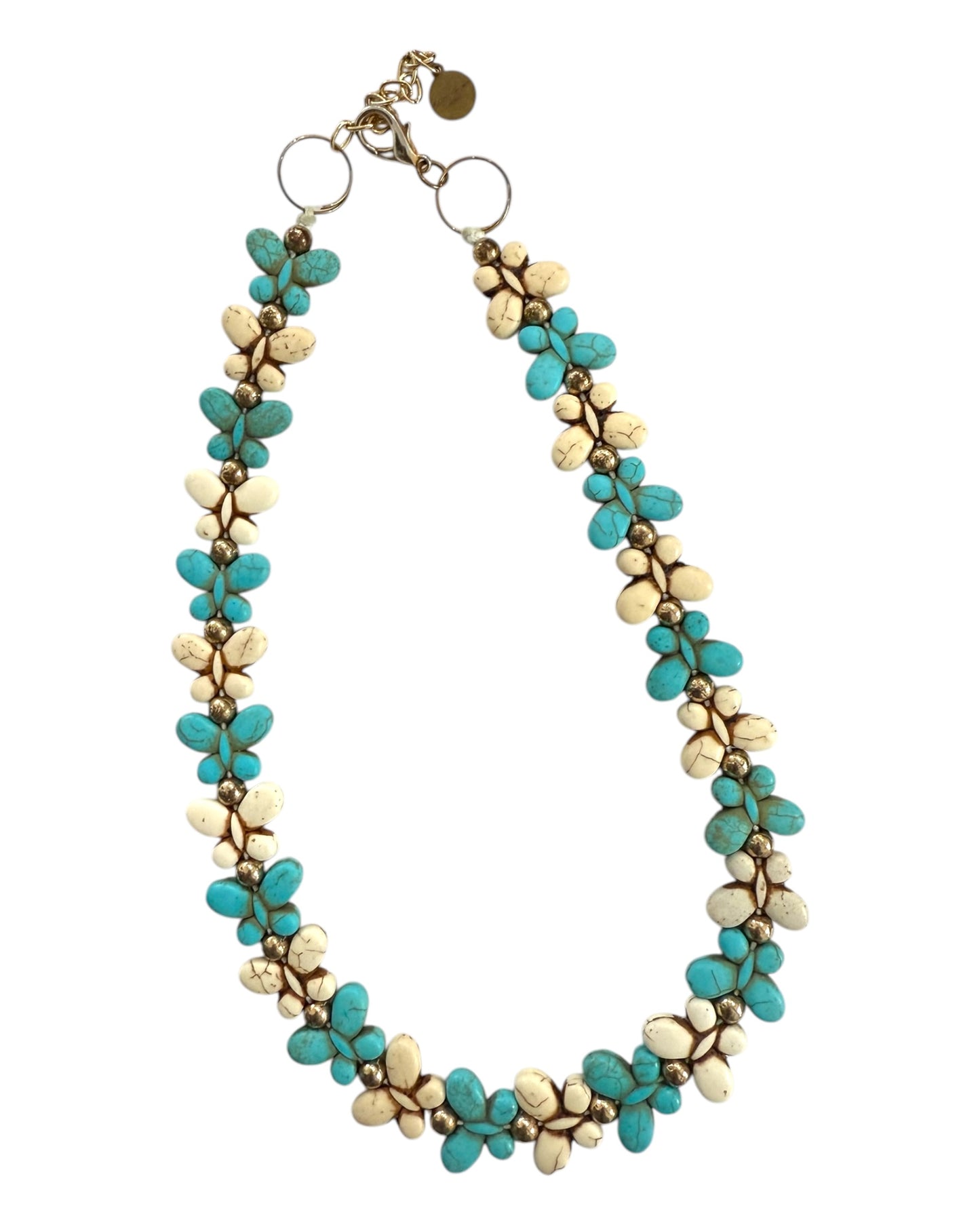 Vintage Viktoria Hayman Turquoise and White Butterfly Necklace