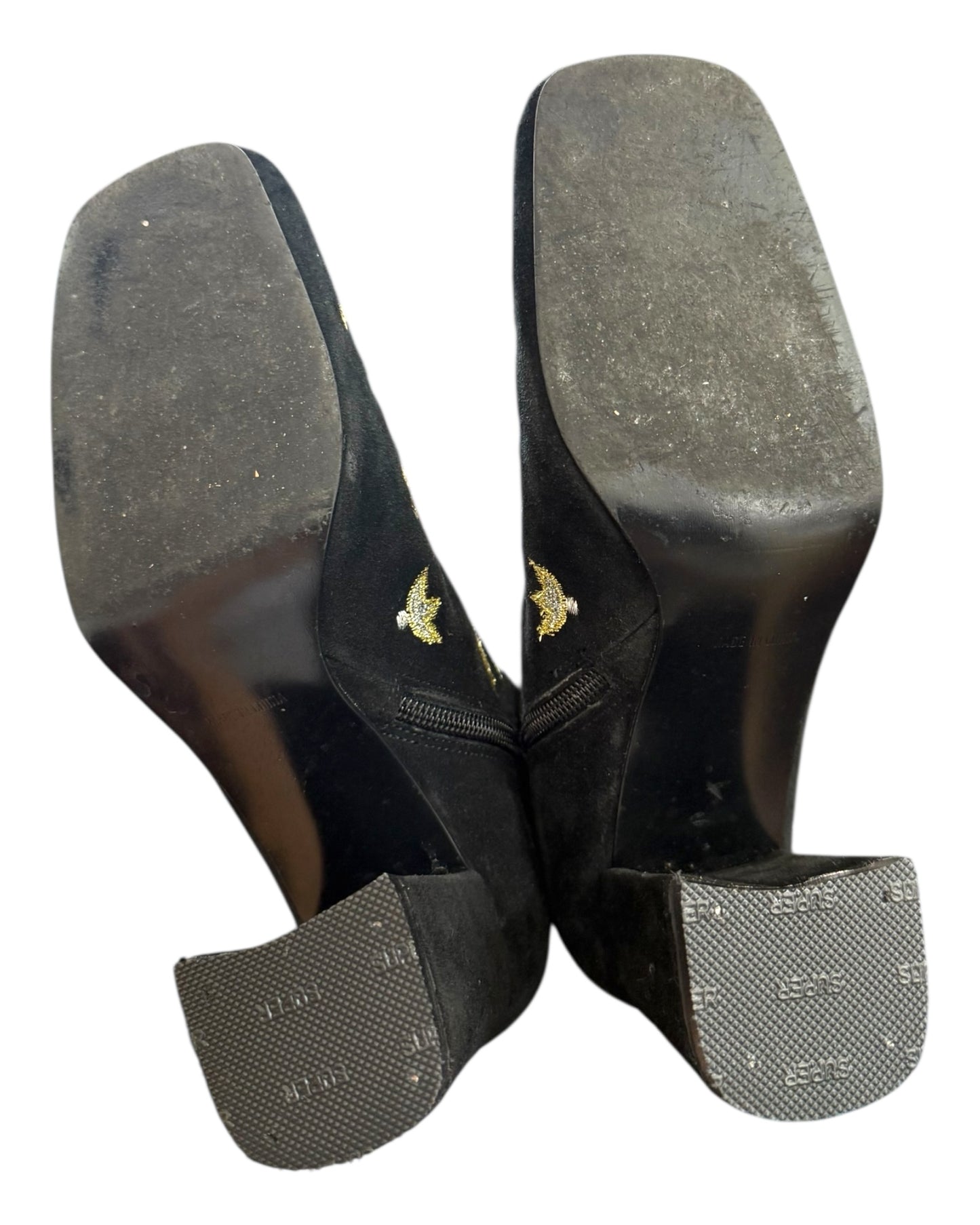 Vintage Embroidered Black Booties