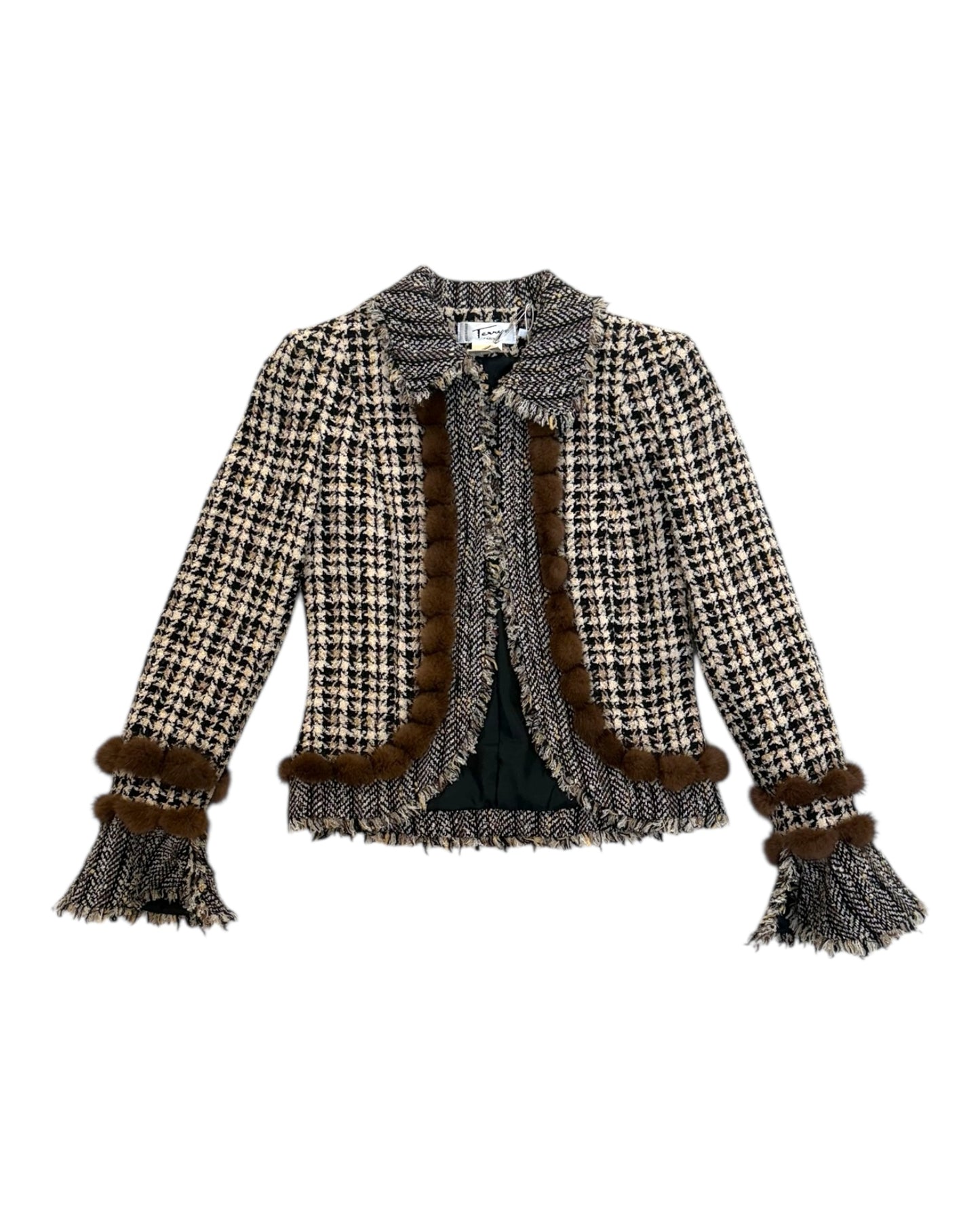 Vintage Terry Wool and Fur Argyle Blazer