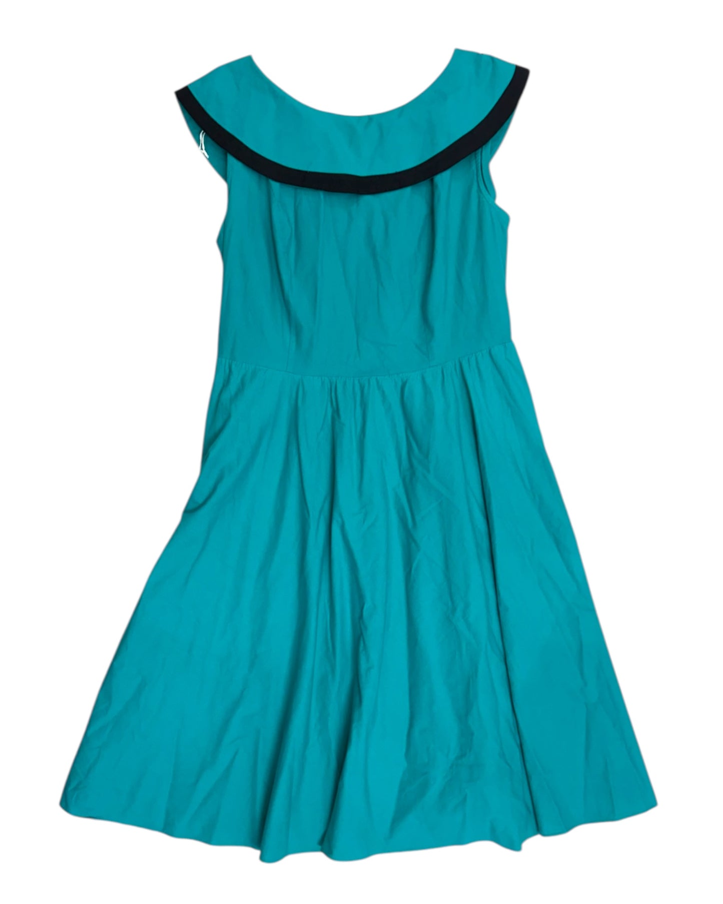 Vintage 1950s Teal and Black A-Line Dress