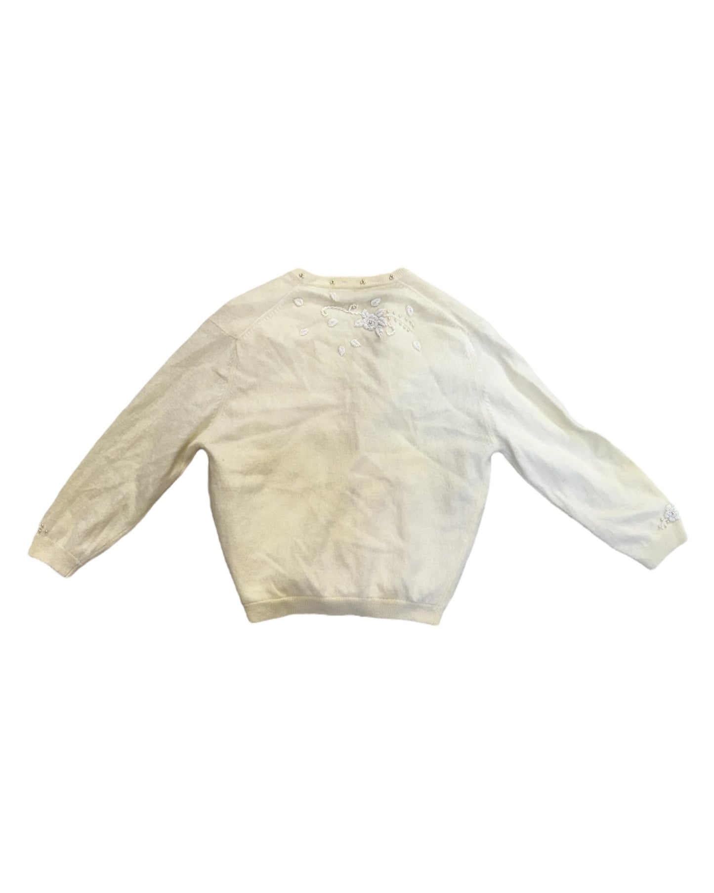 Vintage White Beaded Cardigan Sweater