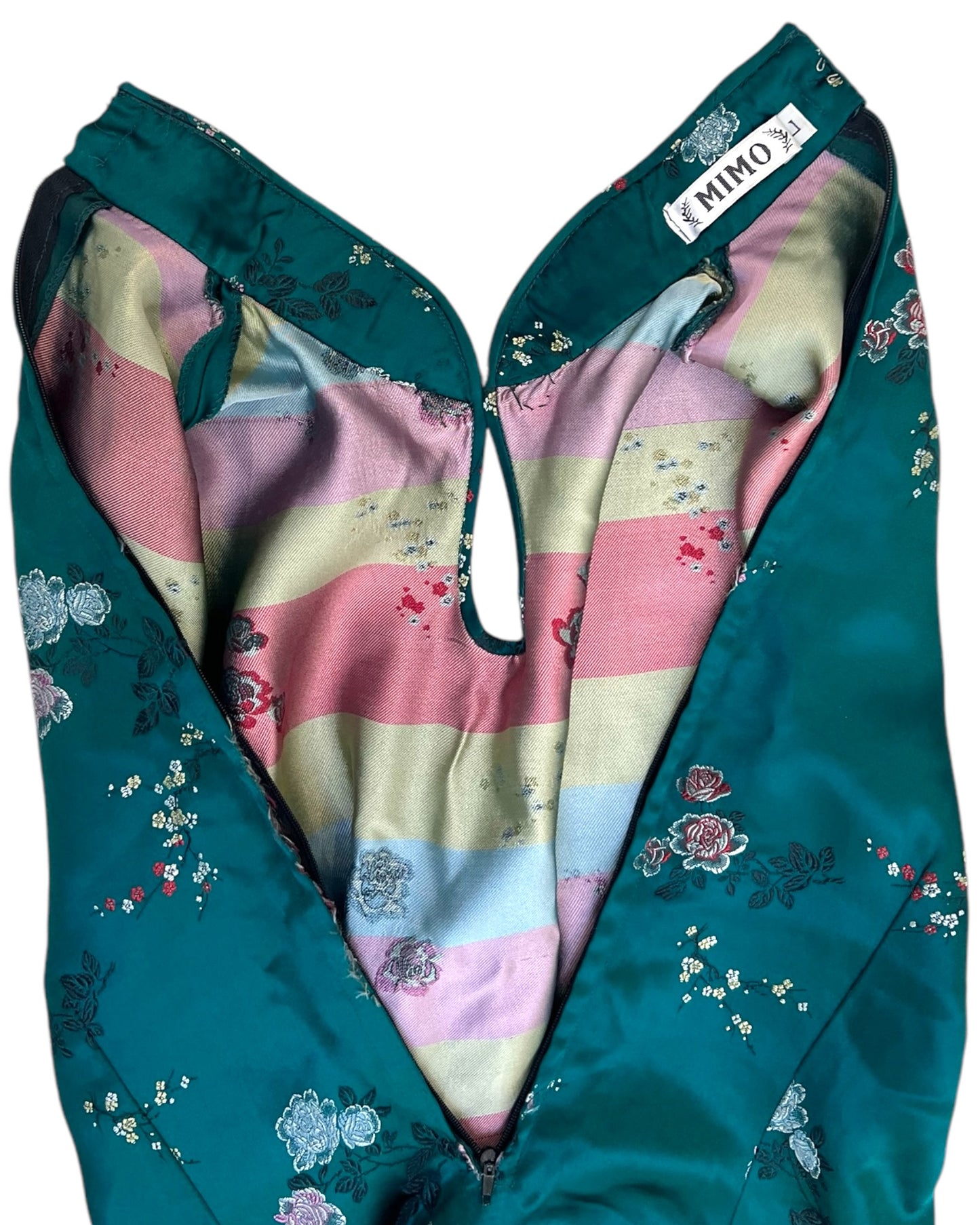 Vintage Green Floral Qipao-Inspired Dress